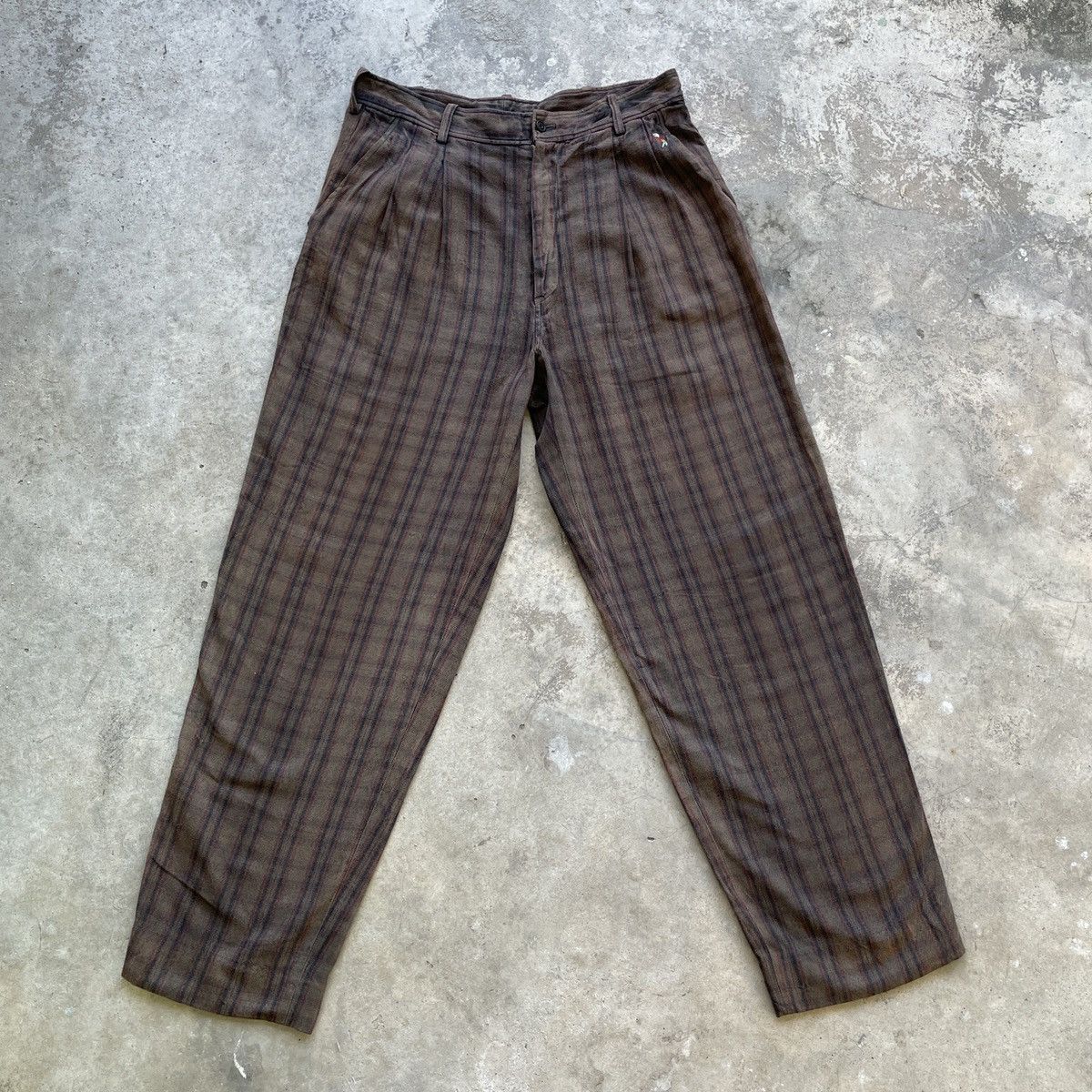 Vintage BELFE GREEN Striped Trousers Chinos Faded Pants - Main Image