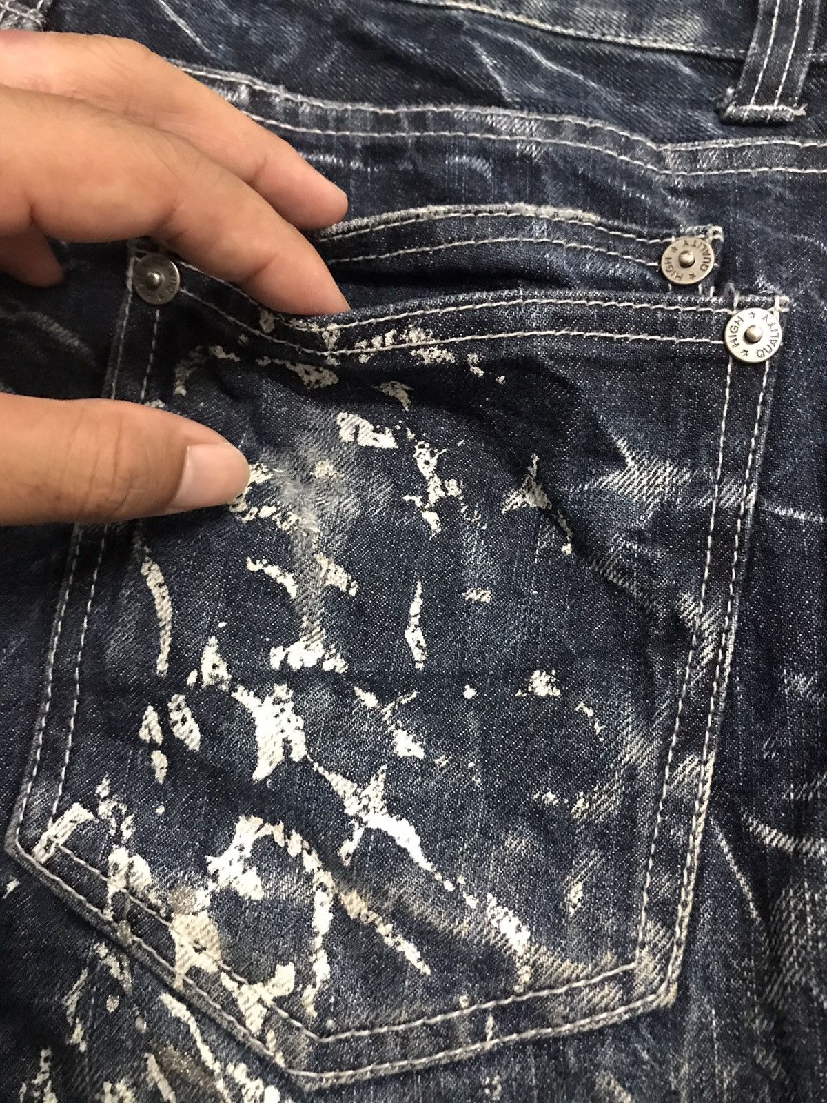 Japanese Brand × Vintage Vintage Japanese Nylaus Paint Splatter Distressed Jeans Size US 32 / EU 48 - 12 Thumbnail