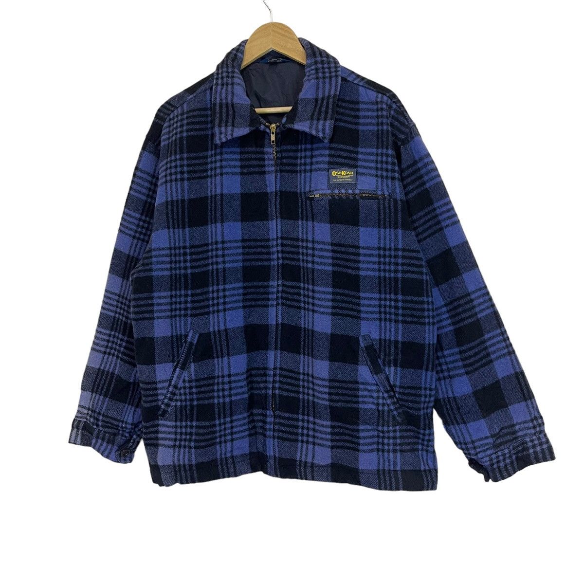 Flannel × Oshkosh × Vintage Vintage Oshkosh B’Gosh Blue Checkered Plaid Wool Jacket Size US L / EU 52-54 / 3 - 3 Thumbnail