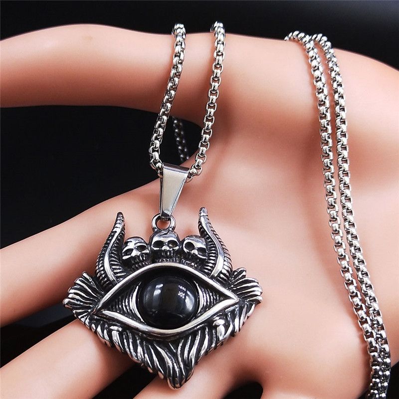 Jewelry Gothic Satan Eyes Chain Necklaces Size ONE SIZE - 1 Thumbnail