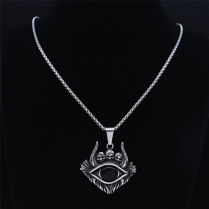 Jewelry Gothic Satan Eyes Chain Necklaces Size ONE SIZE - 2 Thumbnail
