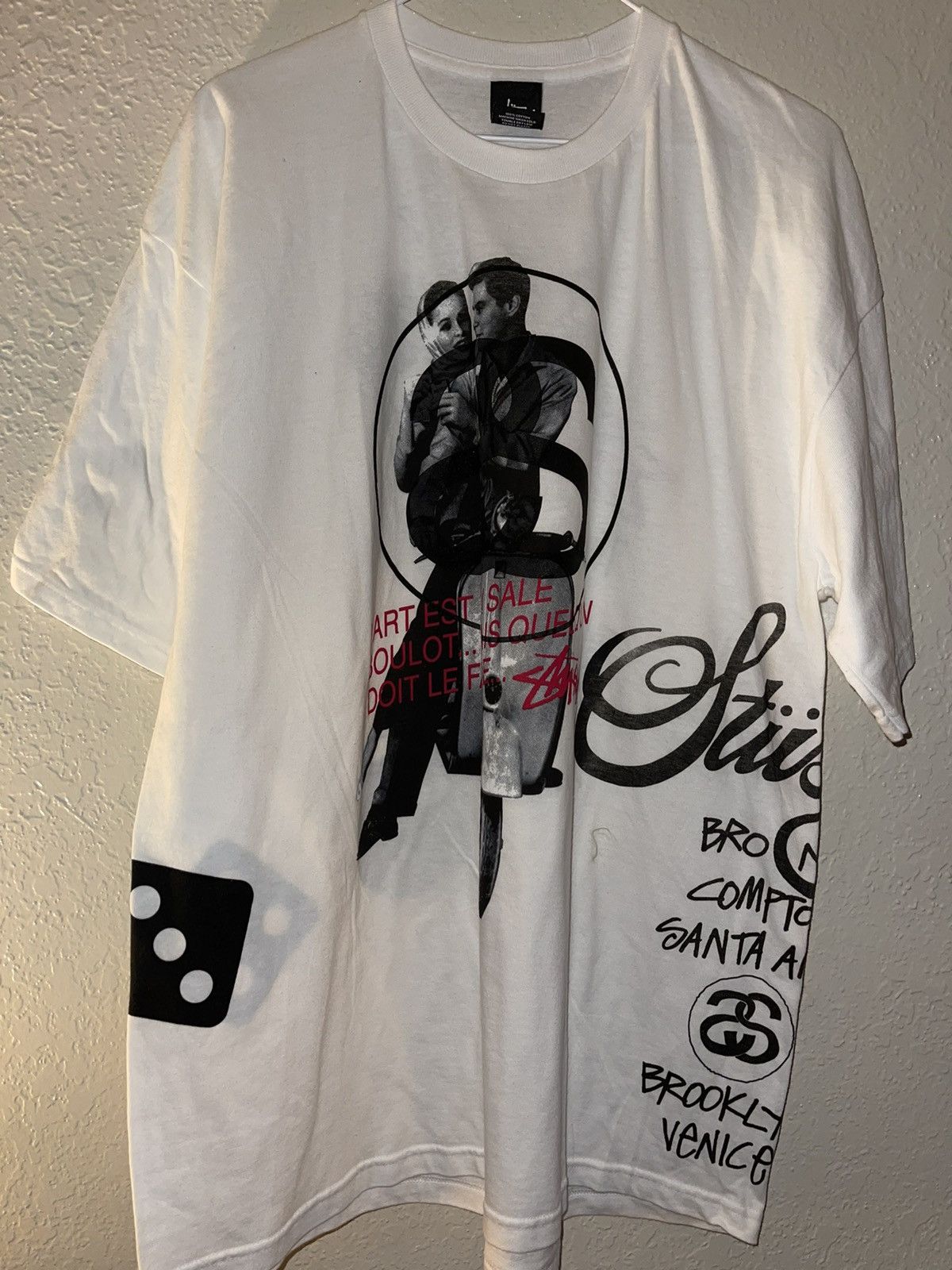 image of Stussy Vespa,twist To Da Smooth Groove Tee in White, Men's (Size XL)