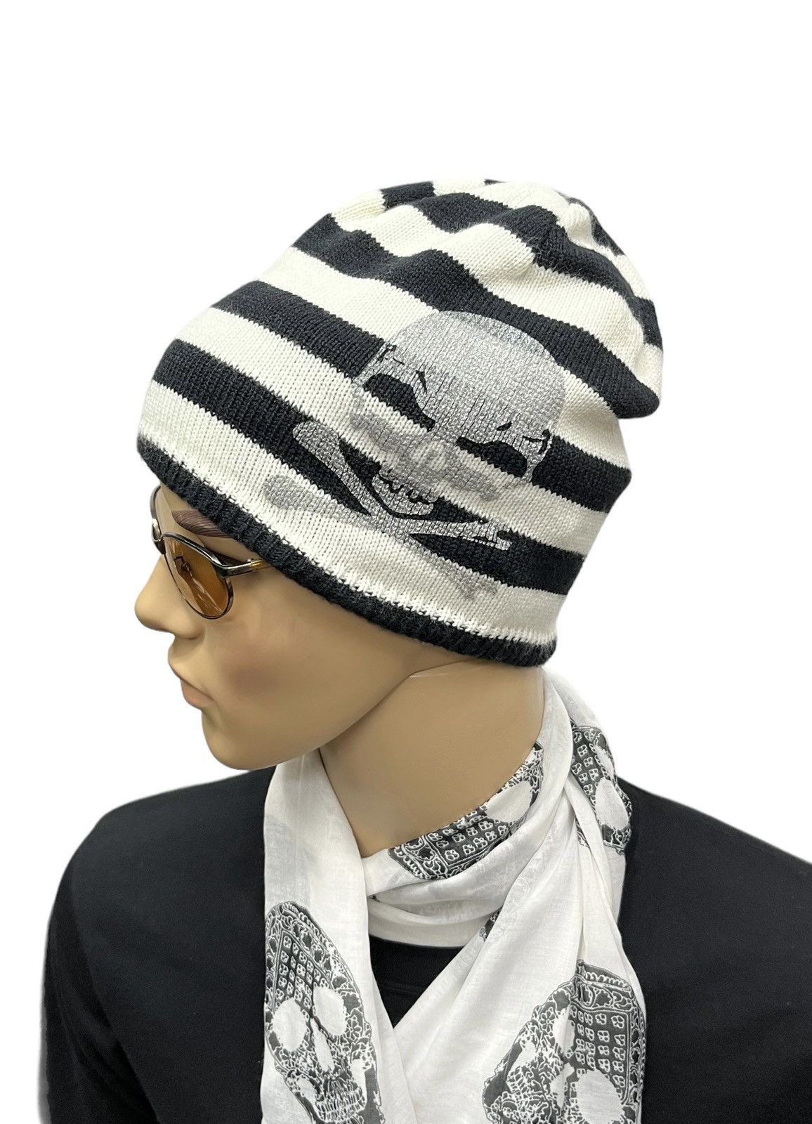 Seditionaries SICK💀PRISONER STRIPES REVERSIBLE BEANIE SKULL PUNK GOTHIC💥 Size ONE SIZE - 3 Thumbnail