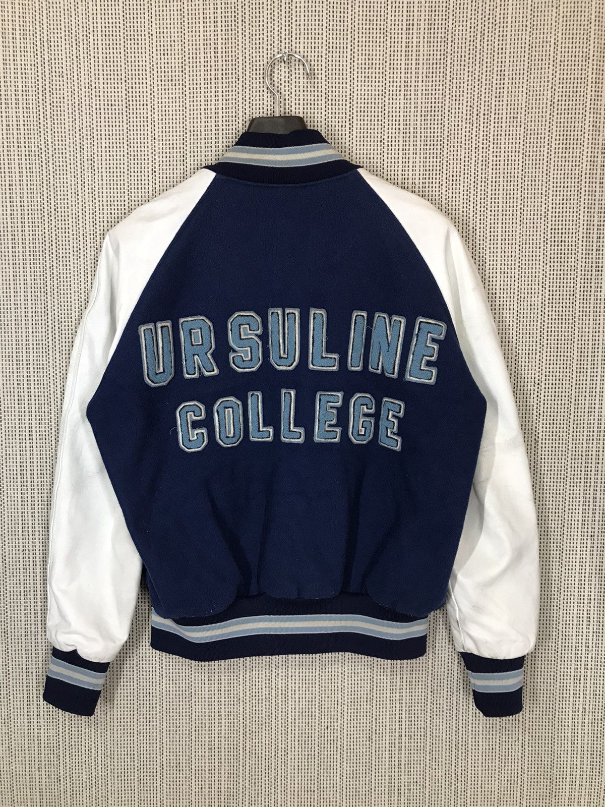 image of American College x Varsity Jacket Vintage Ursuline College Varsity Jacket Wool Very in Mix (Size Me