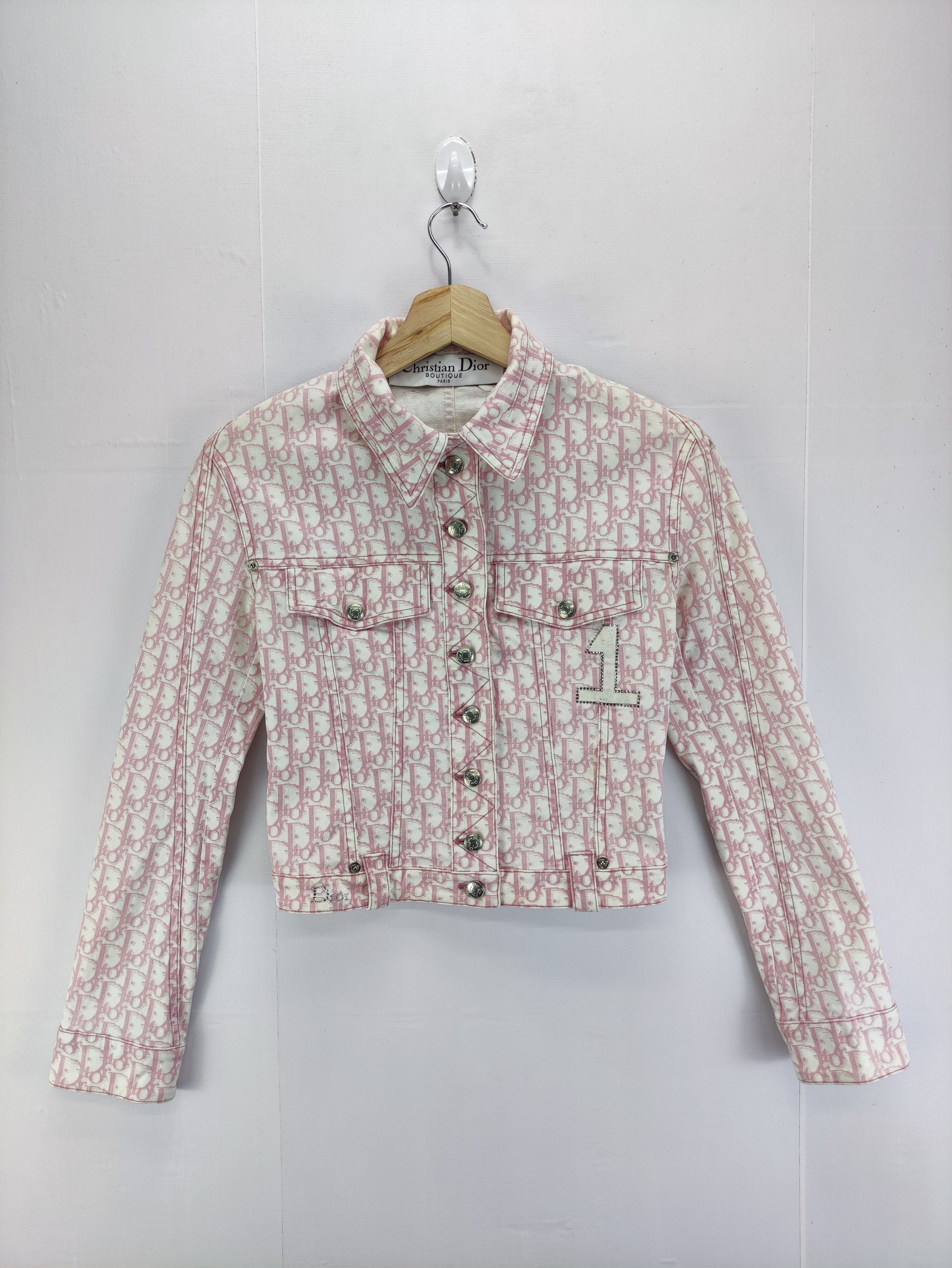 Christian Dior by John Galliano Pink Monogram Denim Jacket US Size