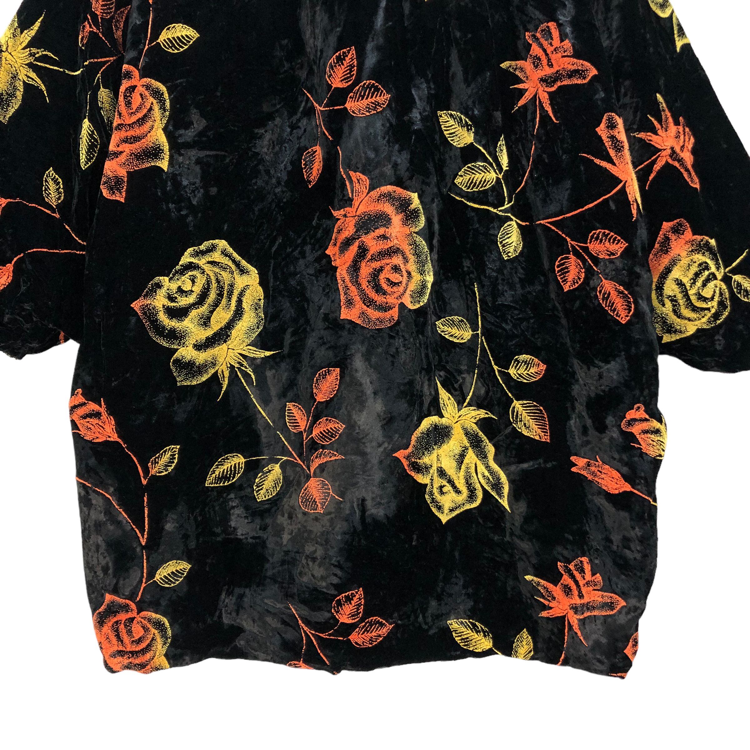 Japanese Brand VINTAGE VELVET KIMONO ROSE FLOWER GRAPHIC #7171-115 Size US XL / EU 56 / 4 - 11 Thumbnail