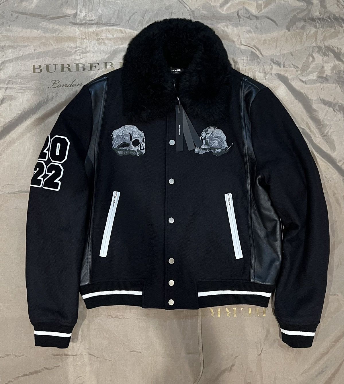 Image of Amiri Wes Lang Varsity Jacket Size 56 $3000 in Black, Men's