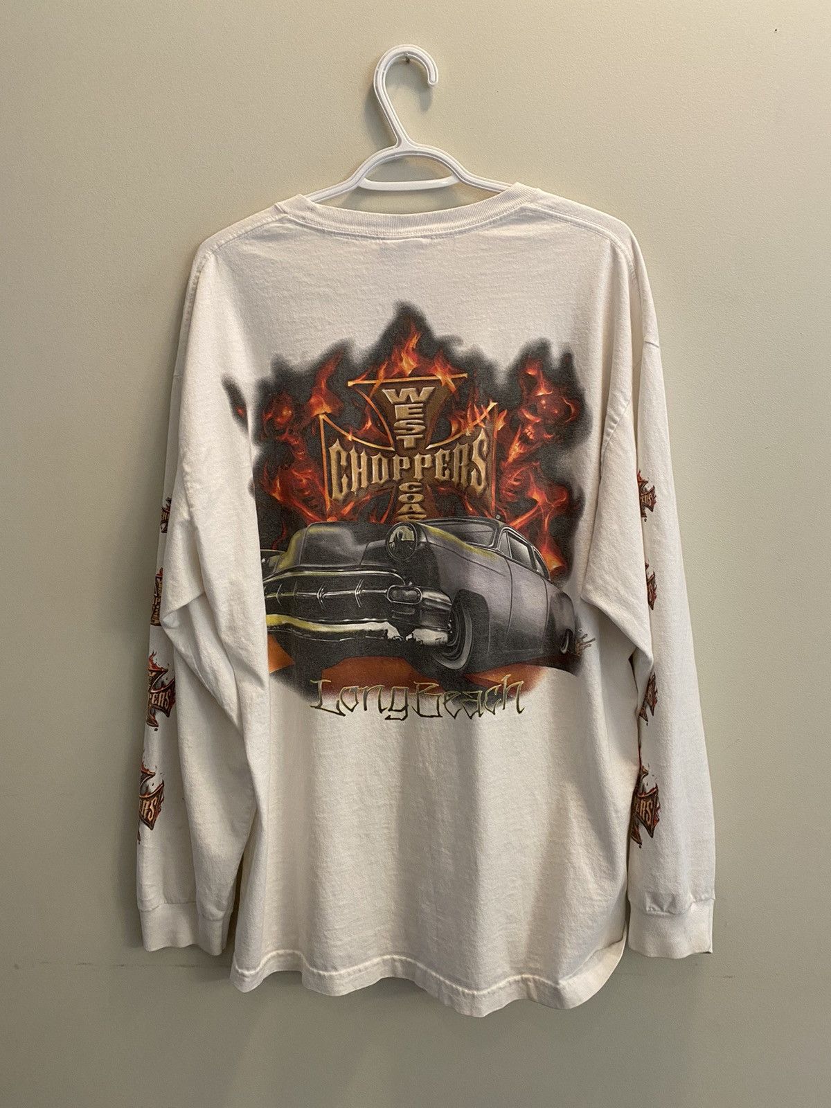 image of Vintage West Coast Choppers Long Beach Jesse James in White, Men's (Size XL)