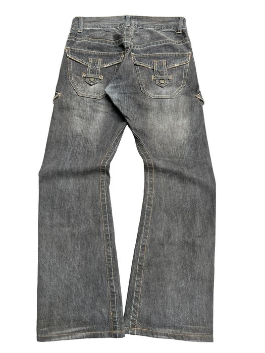 Archival Clothing Rattle Trap Flared Mud wash Denim Jeans Clips Pockets