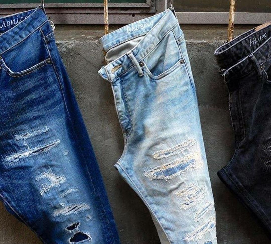 Japan Blue × Japanese Brand 🔥🔥Japan Blue Santa Monica Patchwork Distressed Jeans Denim Size US 33 - 1 Thumbnail
