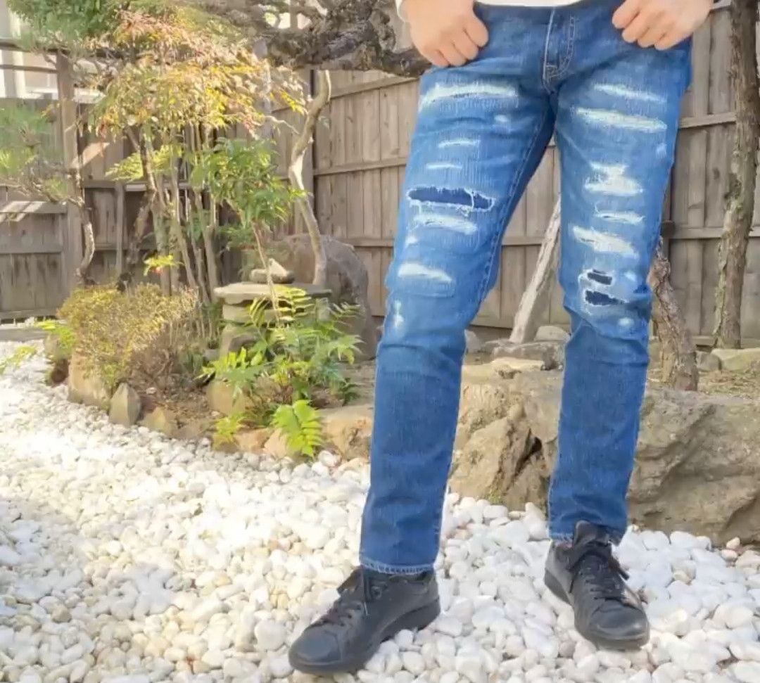 Japan Blue × Japanese Brand 🔥🔥Japan Blue Santa Monica Patchwork Distressed Jeans Denim Size US 33 - 2 Thumbnail