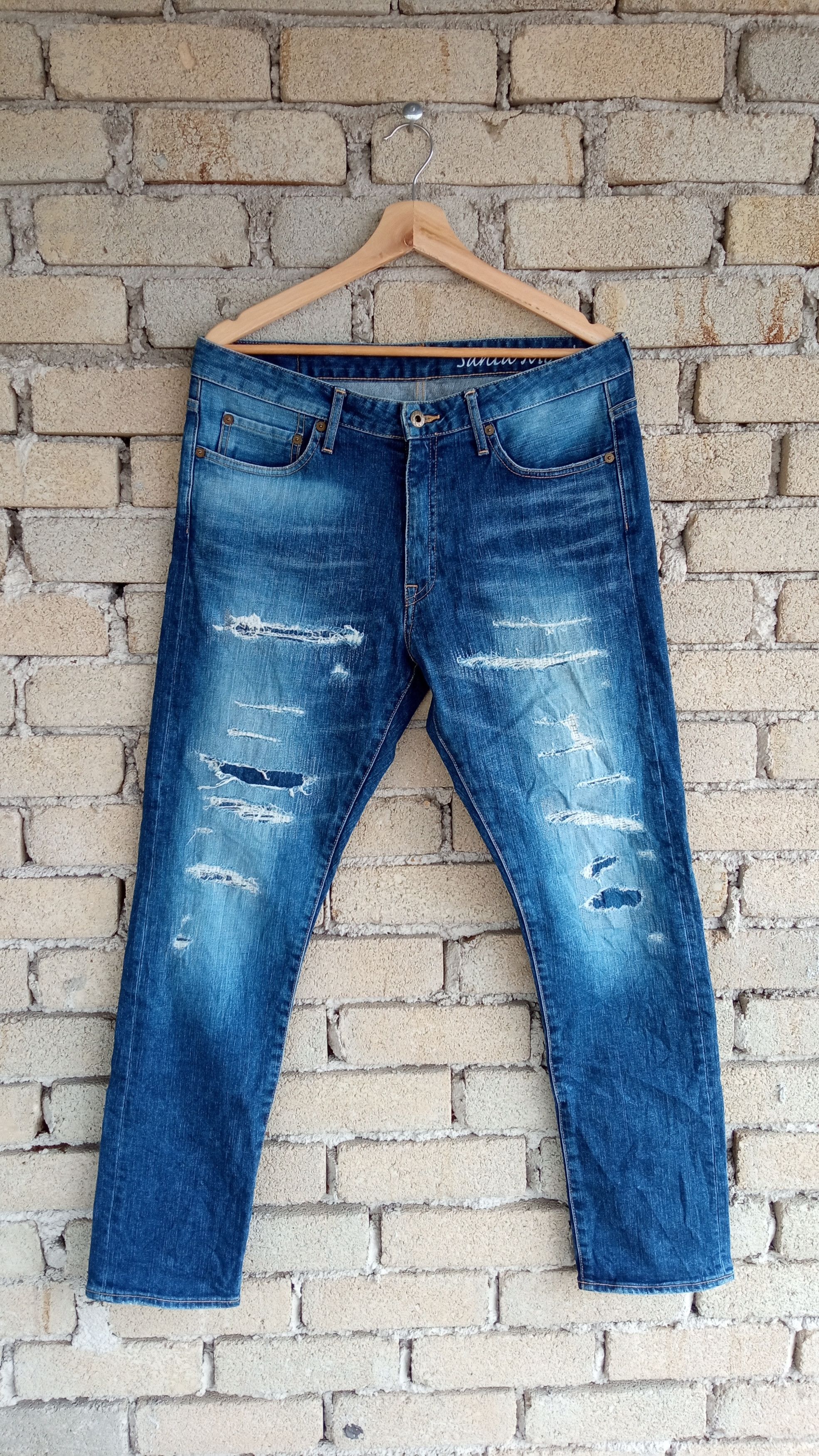 Japan Blue × Japanese Brand 🔥🔥Japan Blue Santa Monica Patchwork Distressed Jeans Denim Size US 33 - 3 Thumbnail