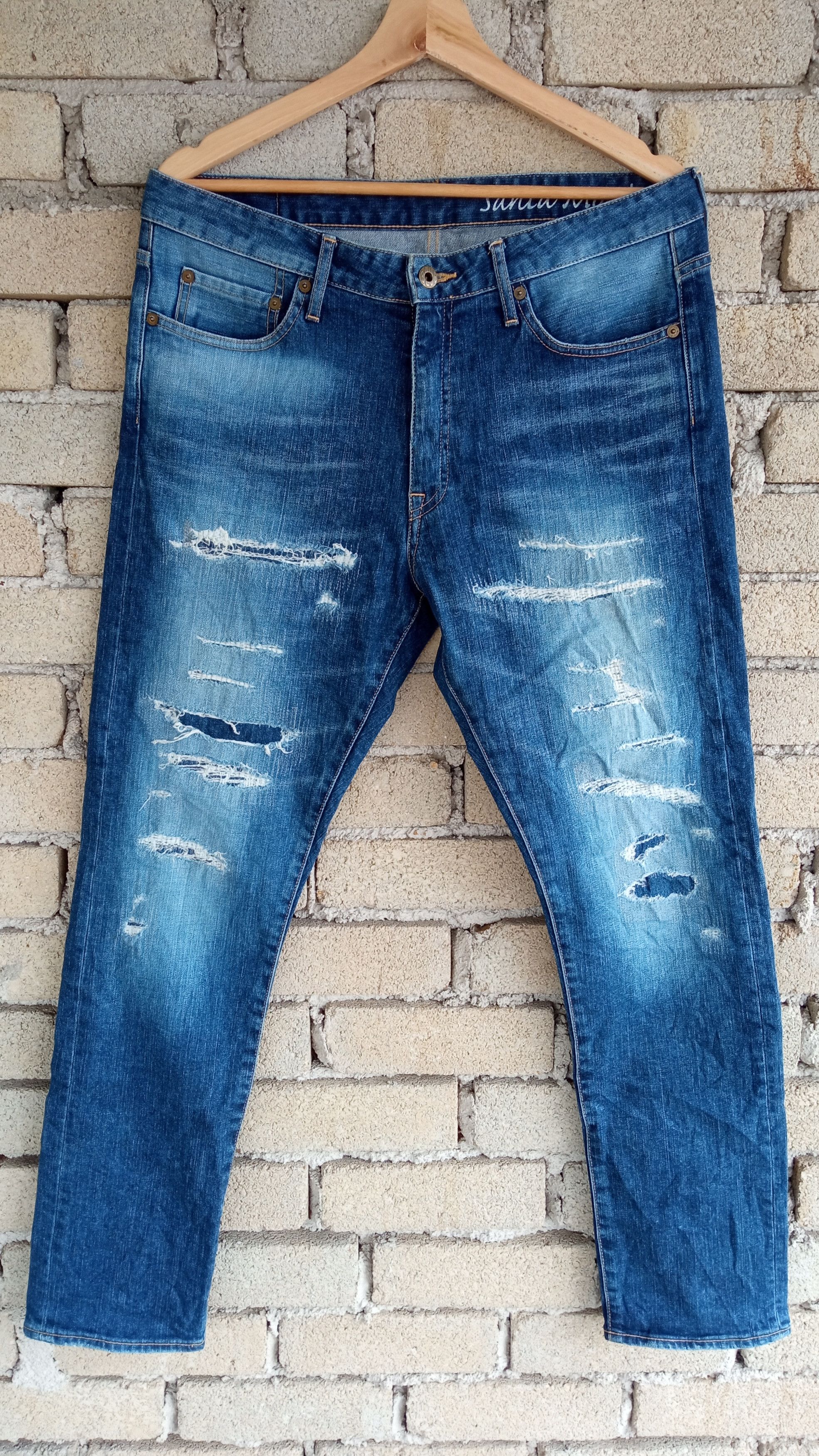 Japan Blue × Japanese Brand 🔥🔥Japan Blue Santa Monica Patchwork Distressed Jeans Denim Size US 33 - 6 Thumbnail