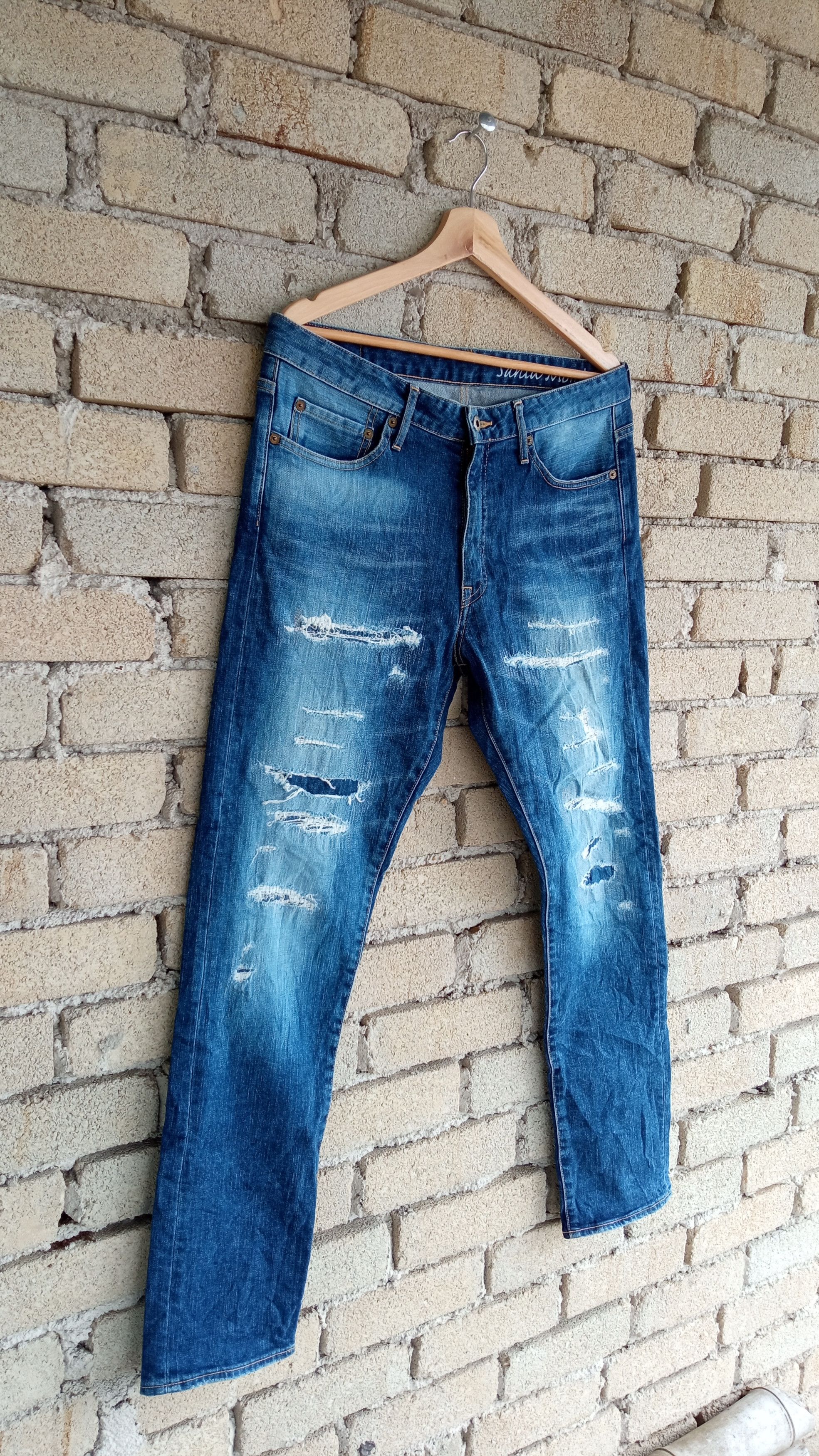Japan Blue × Japanese Brand 🔥🔥Japan Blue Santa Monica Patchwork Distressed Jeans Denim Size US 33 - 4 Thumbnail