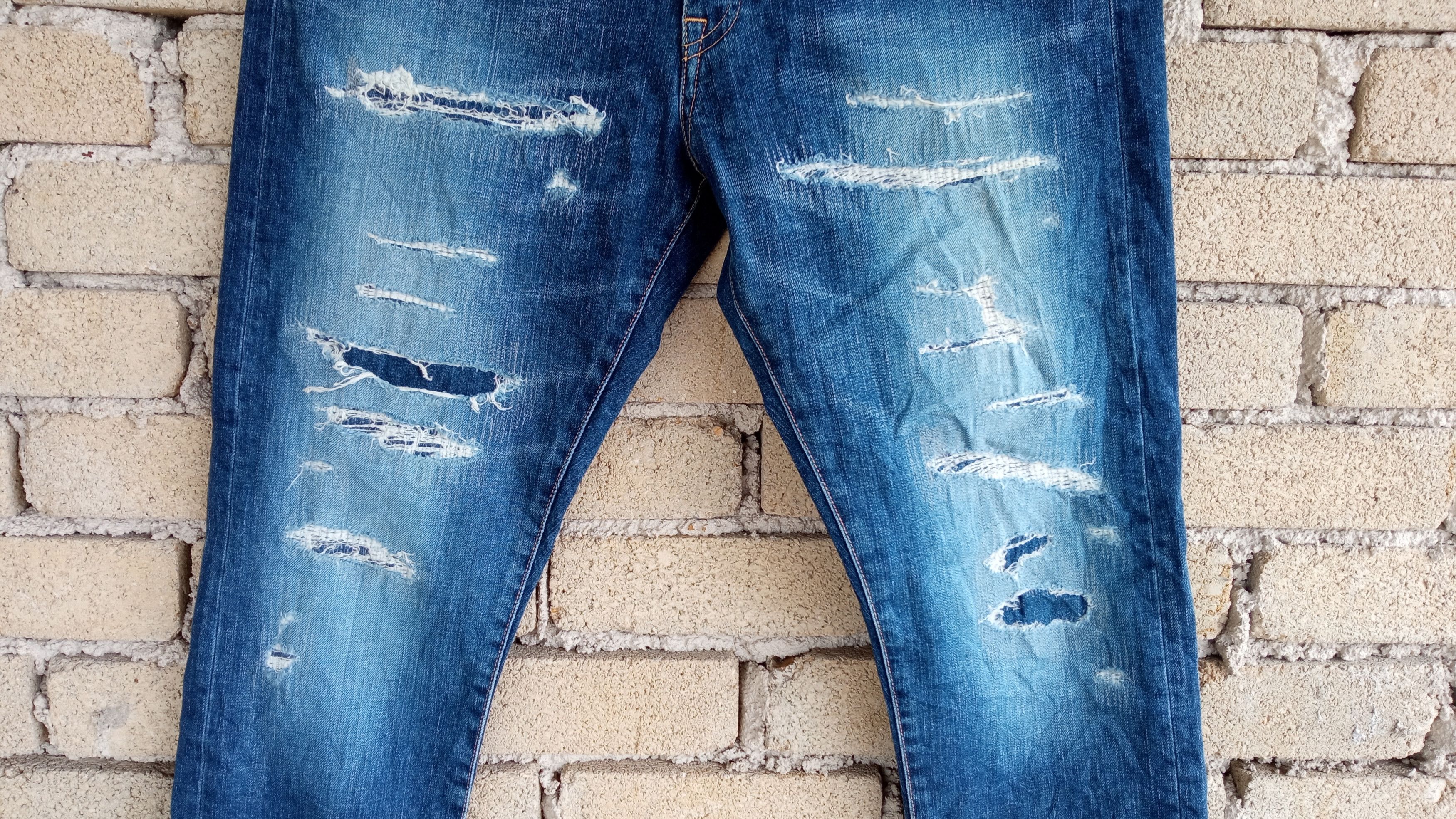 Japan Blue × Japanese Brand 🔥🔥Japan Blue Santa Monica Patchwork Distressed Jeans Denim Size US 33 - 8 Thumbnail