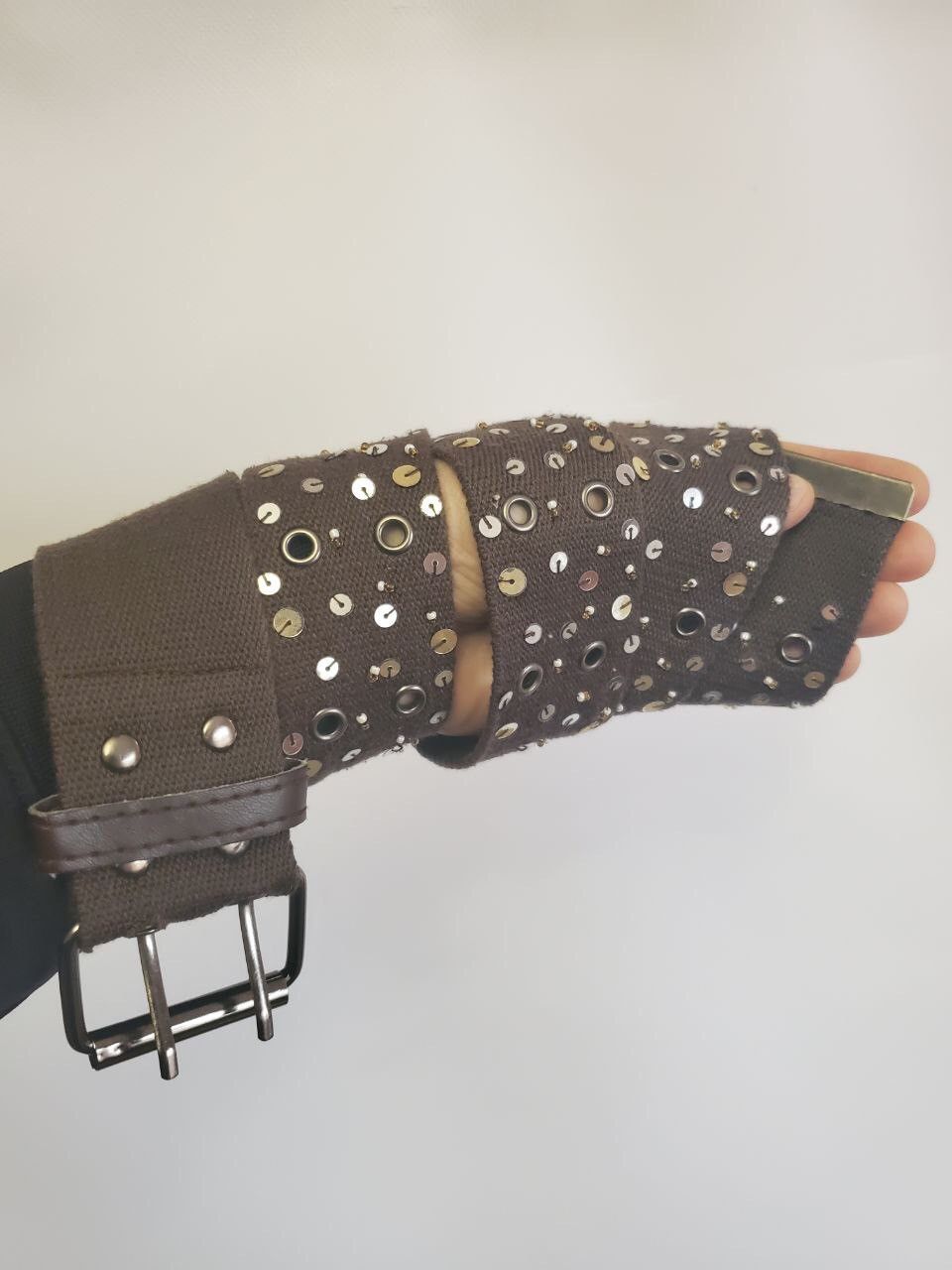 B.B. Simon × Designer × Vintage Rare Cotton Plain Webbing Canvas Crystal Belt Black Buckle Size ONE SIZE - 1 Thumbnail