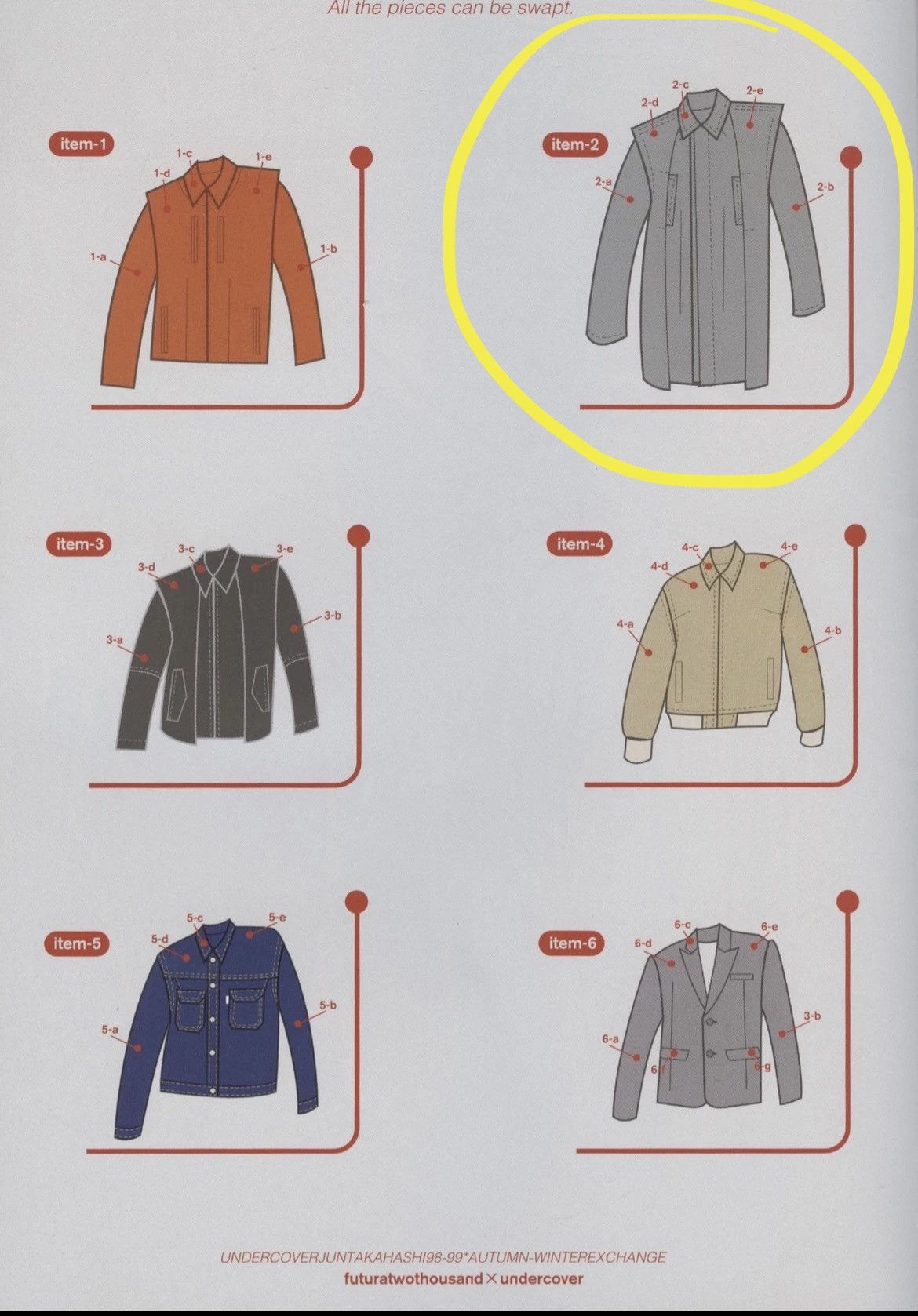 Undercover *RARE COMPLETE SET AW98-99 Jacket/Sweater/Parts L Size US L / EU 52-54 / 3 - 19 Thumbnail