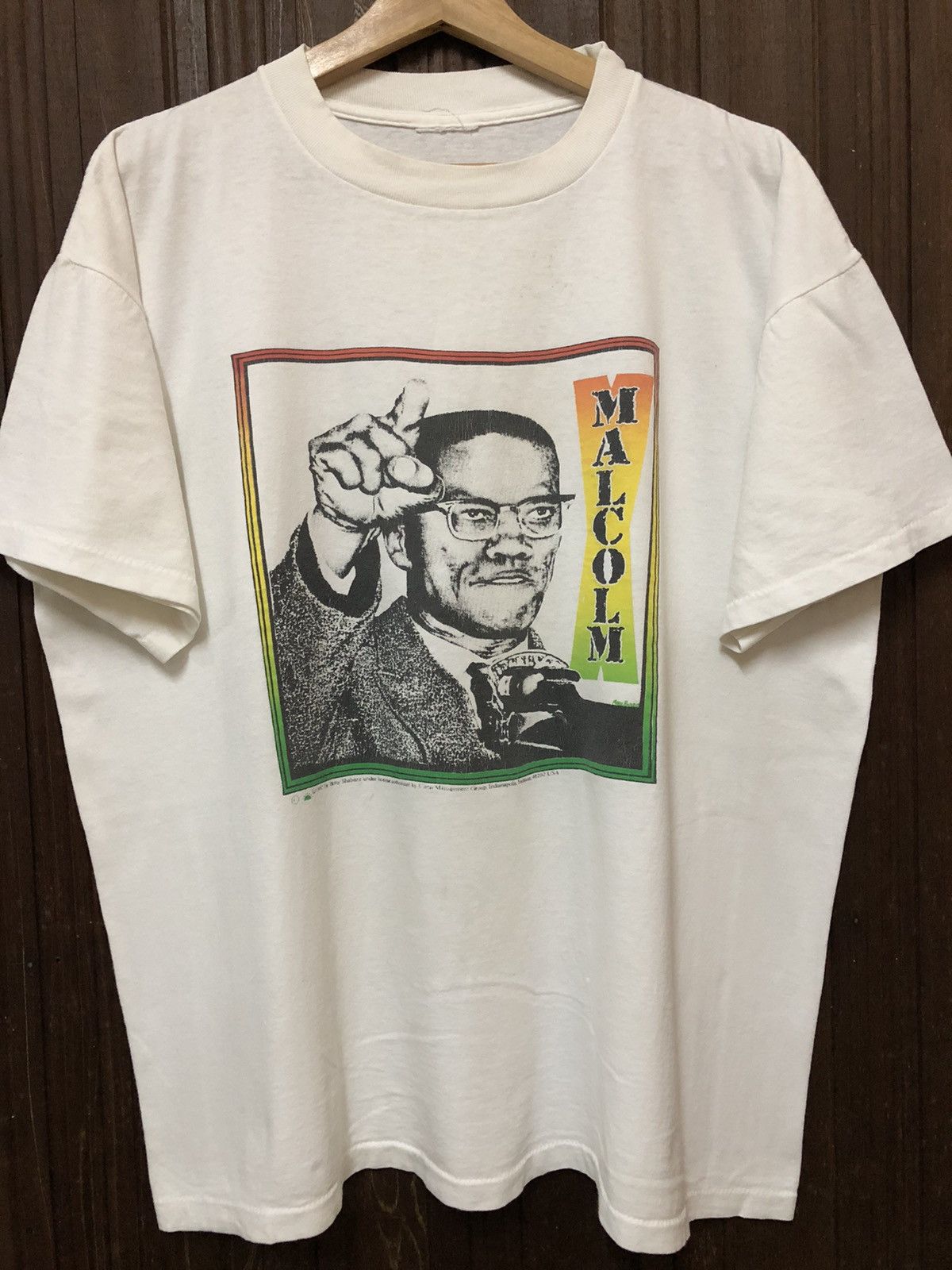 image of Vintage Malcolm X Phototee 1992 Nice Tee Shirt in White, Men's (Size XL)
