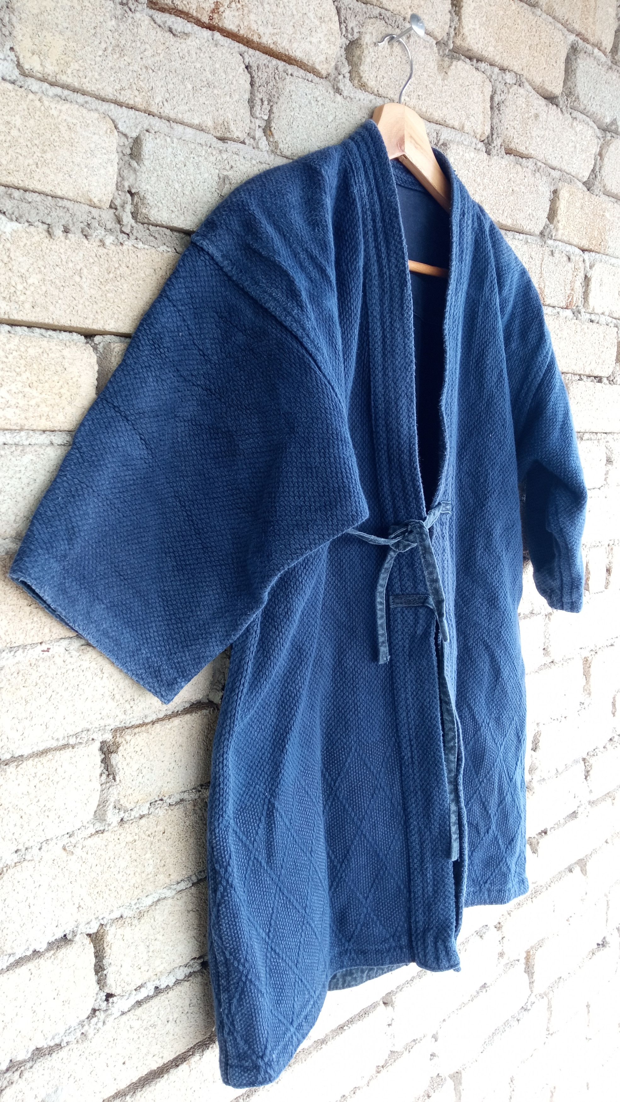 Indigo × Japanese Brand 🔥🔥Indigo Dye Sashiko Stitching Kimono Kendo Jacket Size US M / EU 48-50 / 2 - 4 Thumbnail