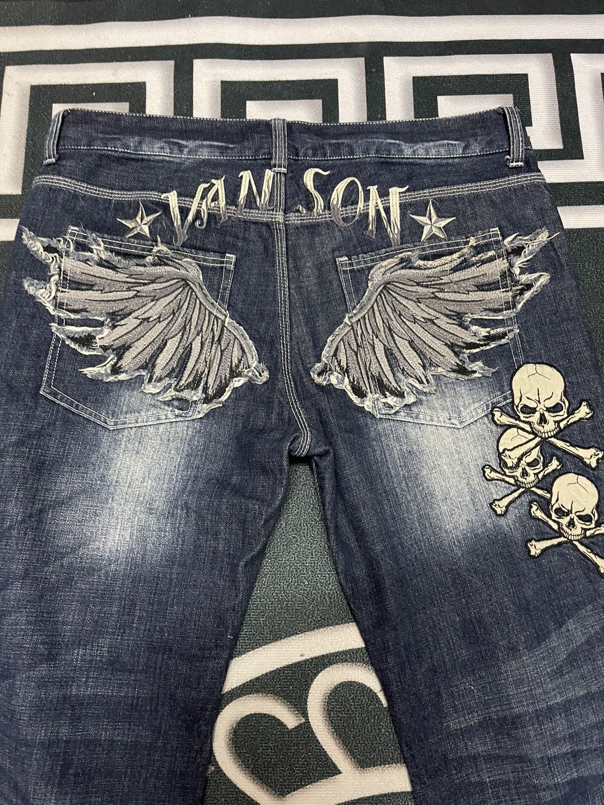 Vanson Leathers Vanson leather denim pants embroidery Size US 39 - 4 Thumbnail