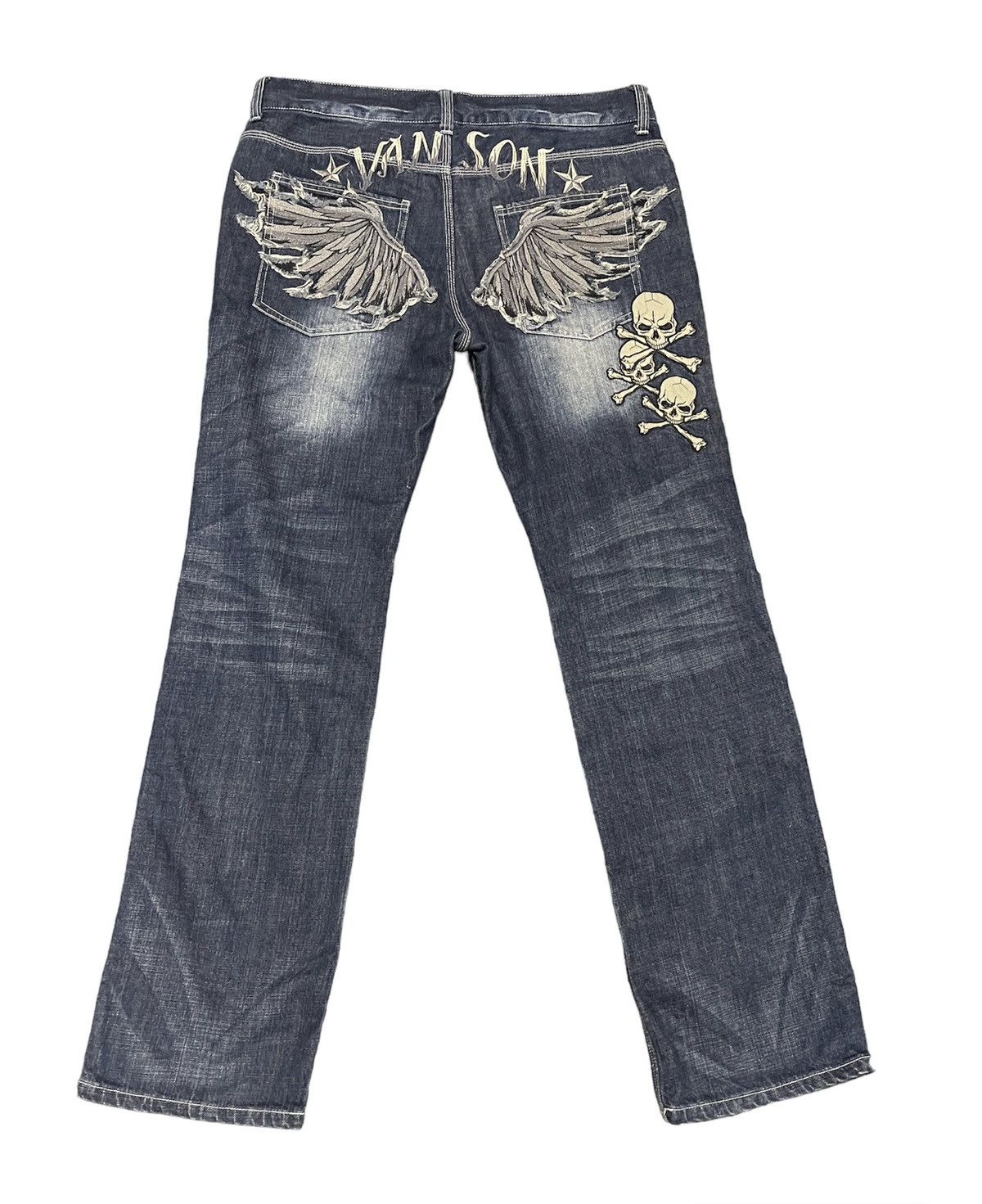 Vanson Leathers Vanson leather denim pants embroidery Size US 39 - 1 Thumbnail