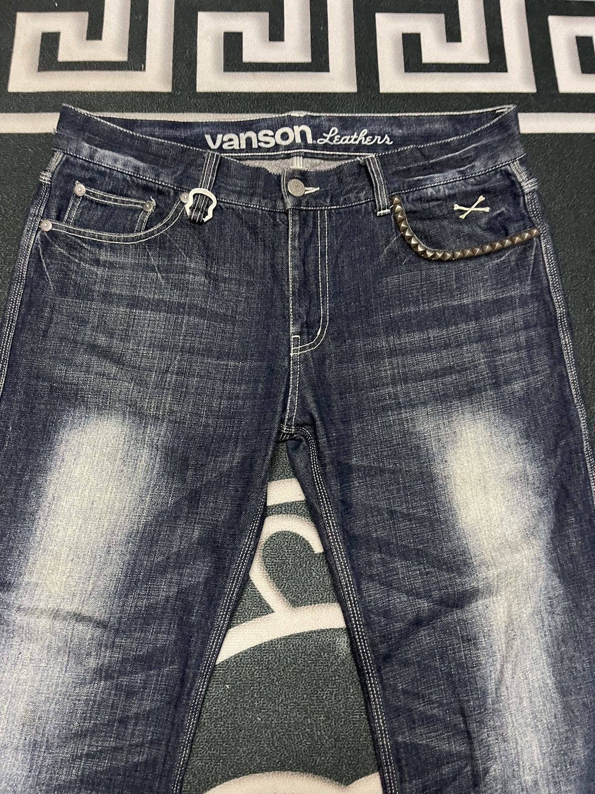 Vanson Leathers Vanson leather denim pants embroidery Size US 39 - 6 Thumbnail