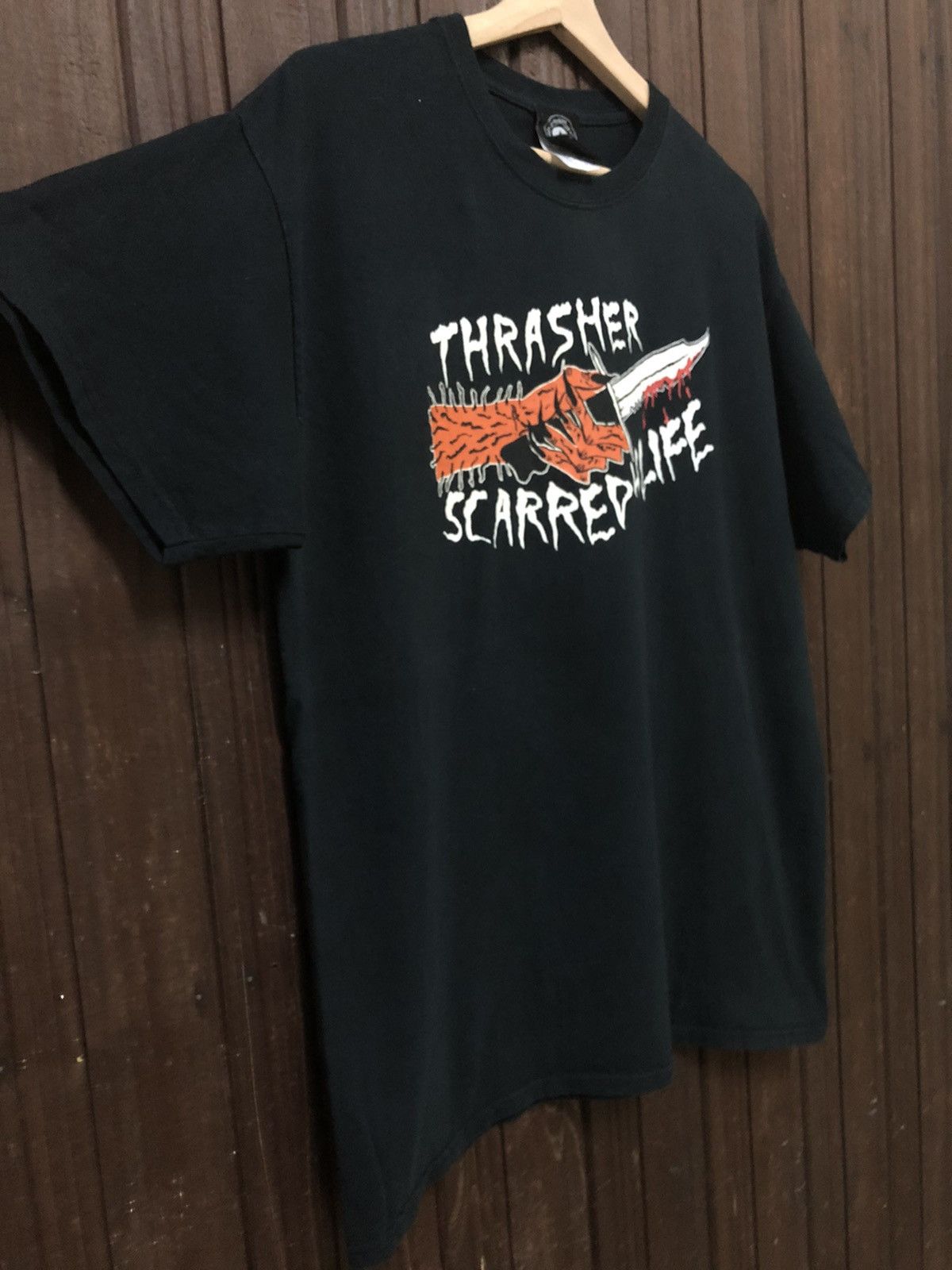 Thrasher × Vintage Vintage Thrasher Scarred 4 Life Skateboard Nice Print Shirt Size US L / EU 52-54 / 3 - 5 Thumbnail