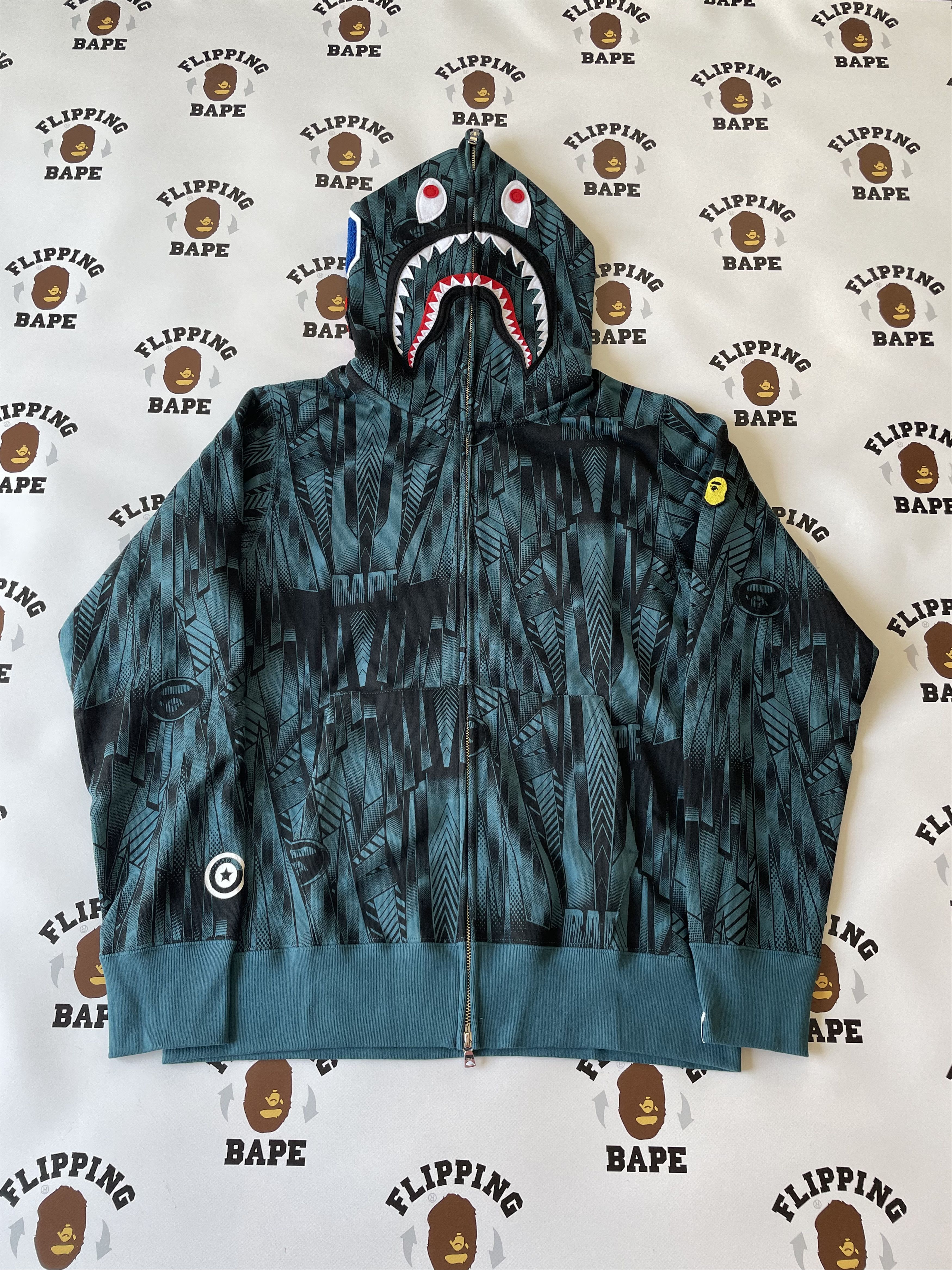 image of Bape Speed Racer Shark Full Zip Hoodie (2023) in Blue, Men's (Size XL)