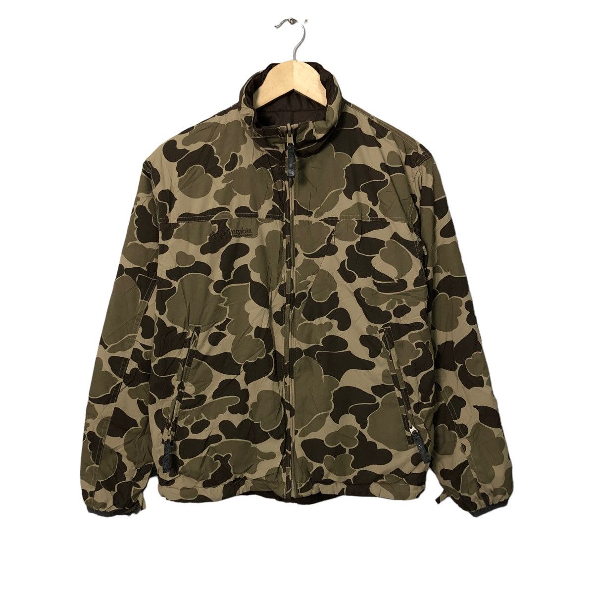 image of Vintage Columbia Sportswear Company Reversible Zip Up Jacket in Camo/Brown, Men's (Size Medium)
