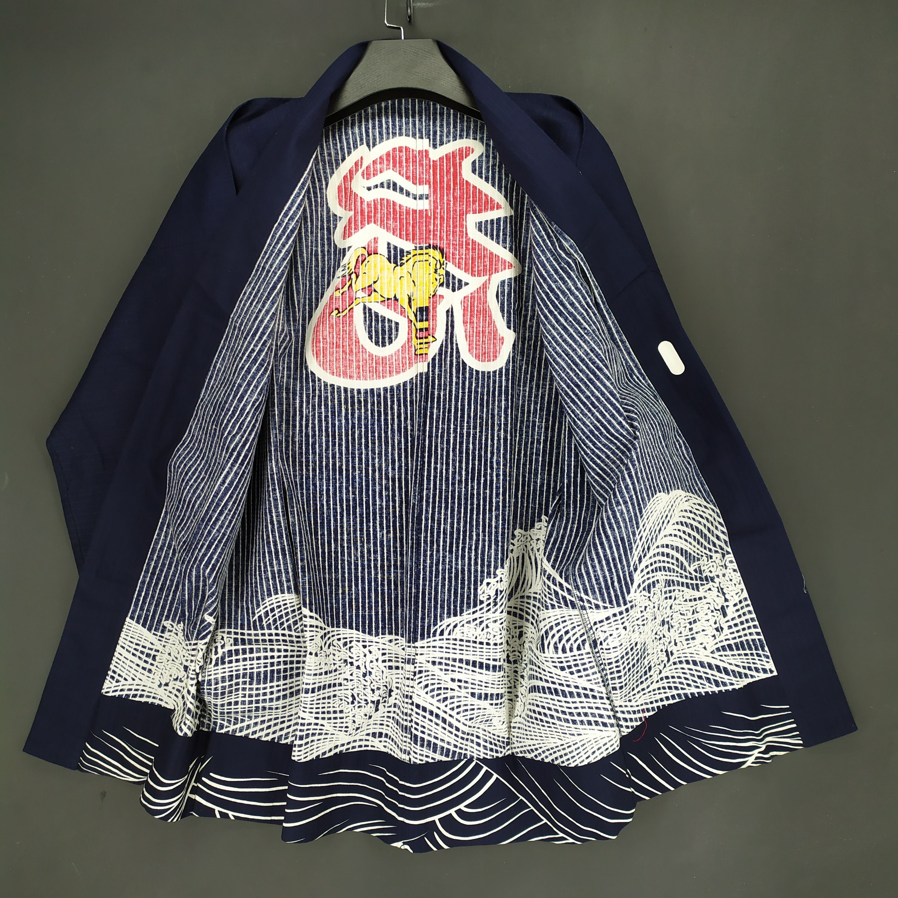 Japanese Brand Old Man Kimono Horse and Sea Wave Nice Printed #1380-58 Size US L / EU 52-54 / 3 - 7 Thumbnail