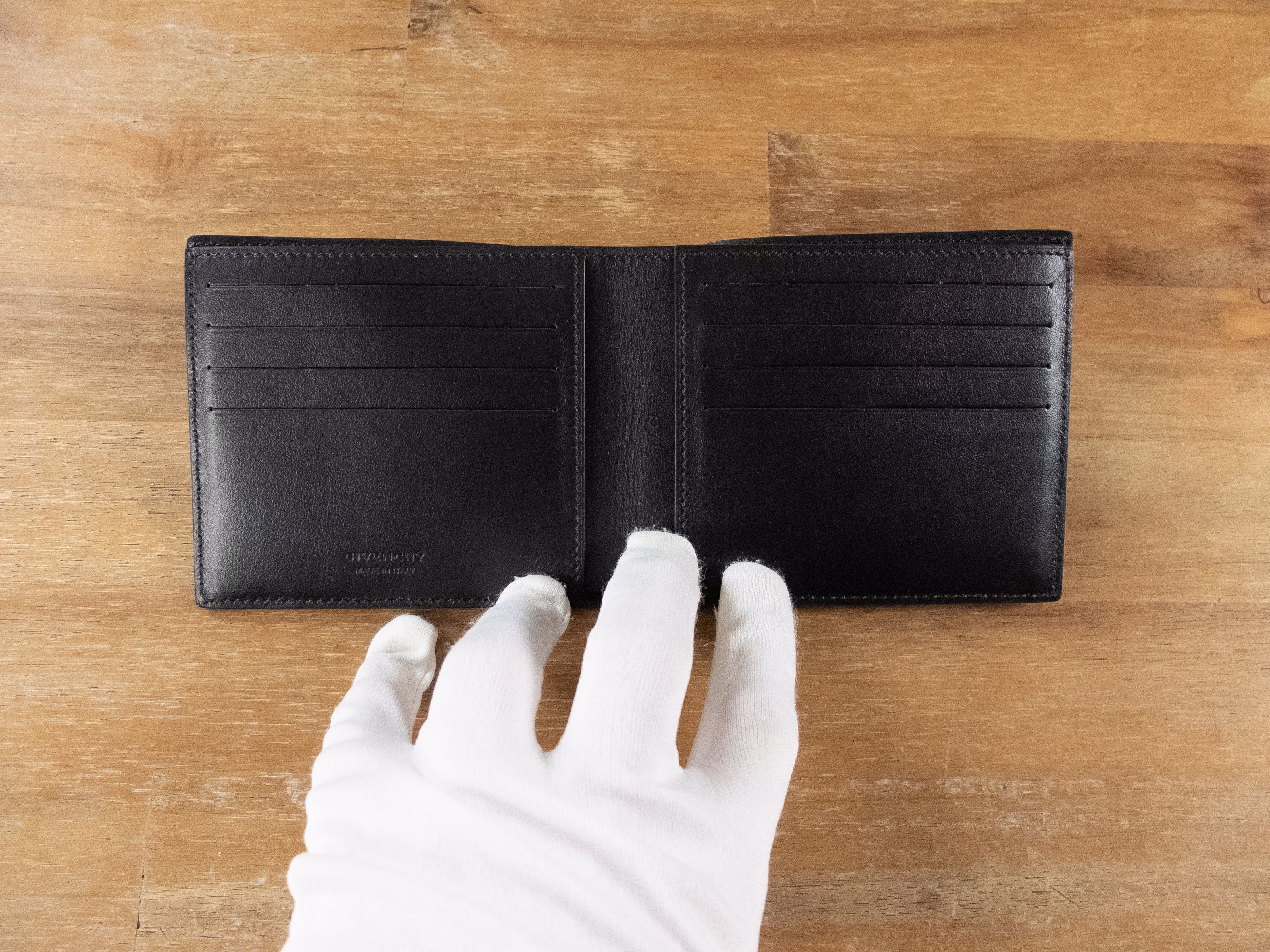 GIVENCHY black embroidered patches bifold leather wallet