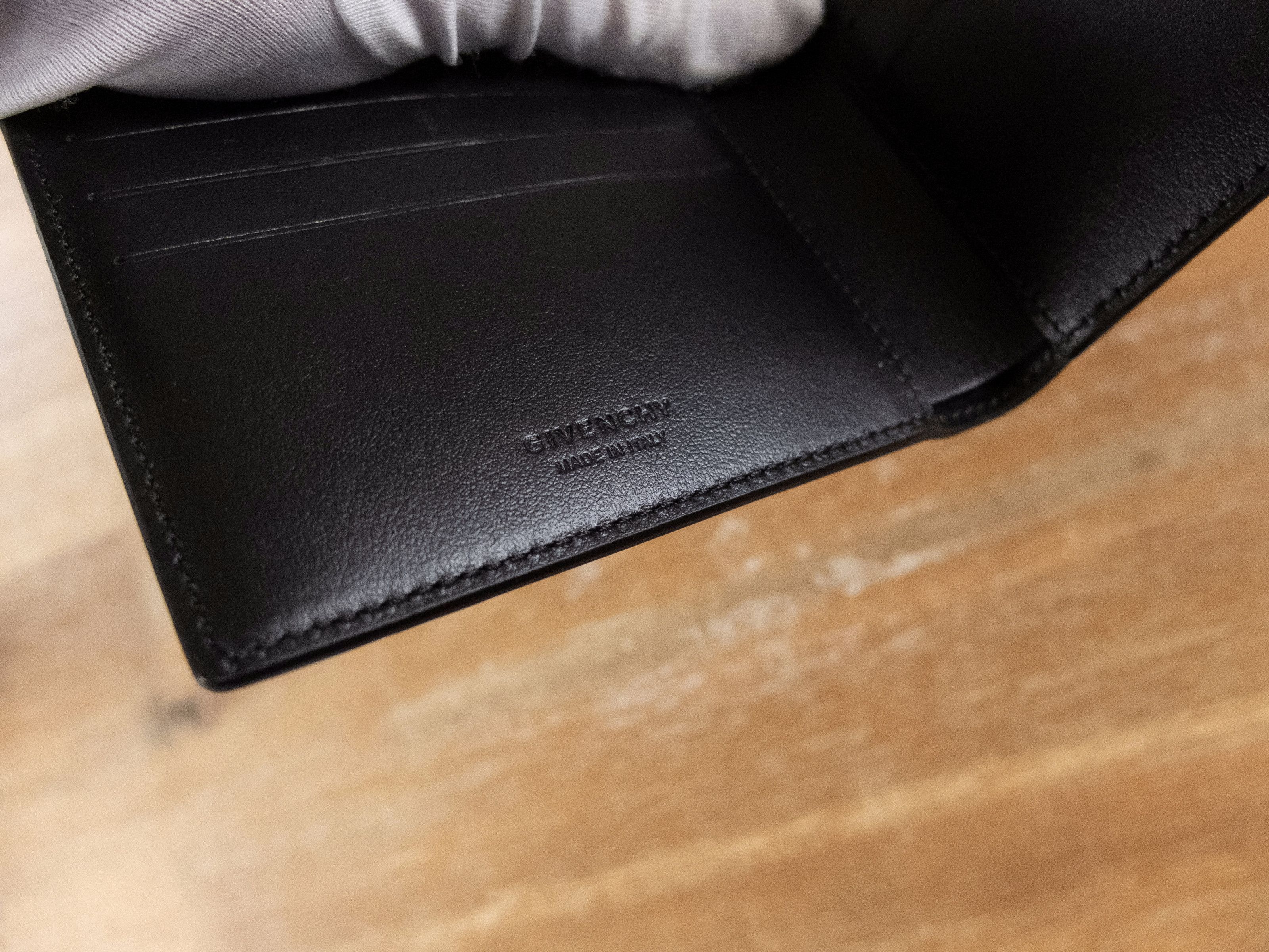 GIVENCHY black embroidered patches bifold leather wallet