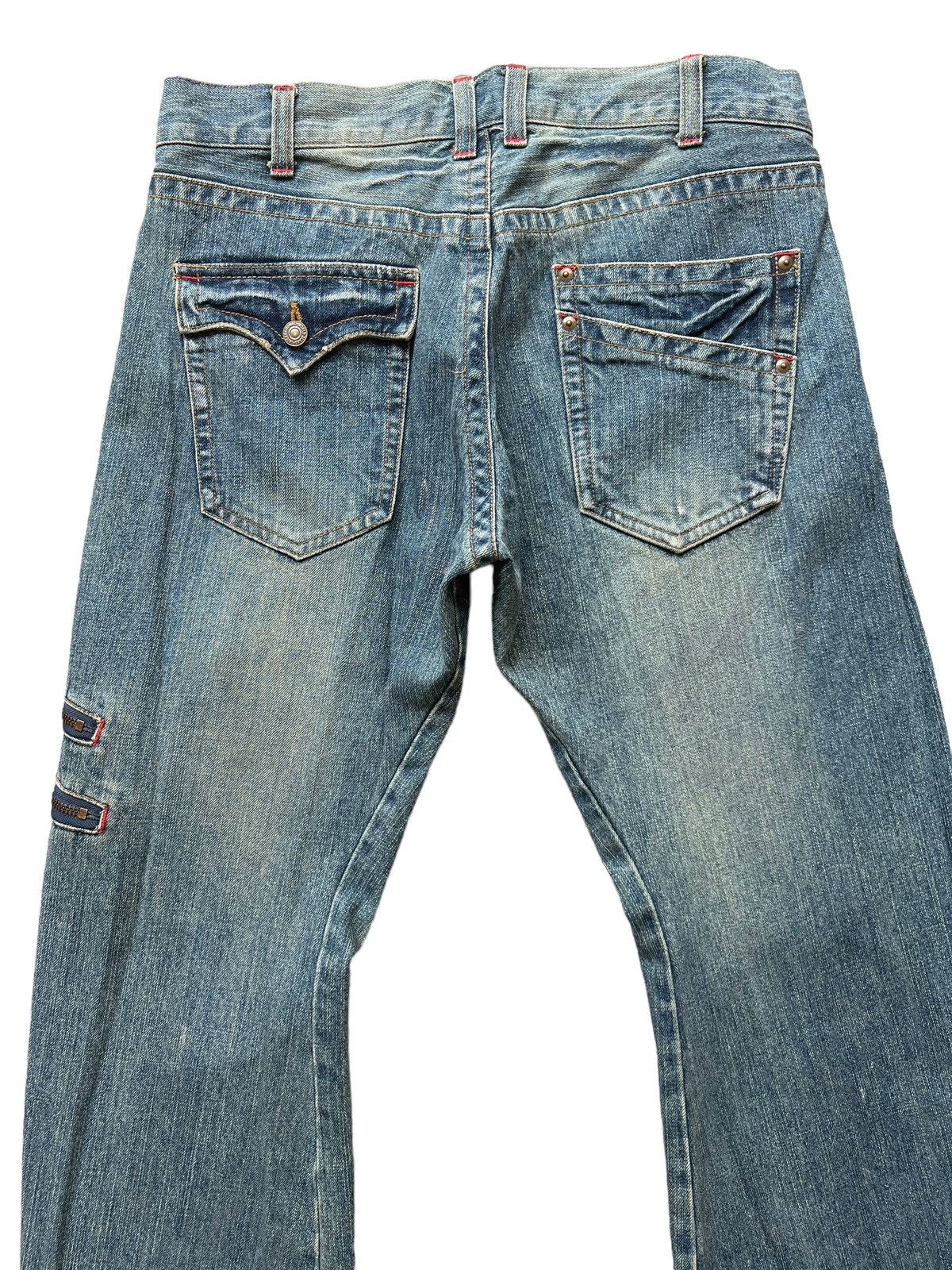 Japanese Brand FLARED Splashed Punk Multipocket Zip Denim Jeans 34x35 Size US 34 / EU 50 - 5 Thumbnail