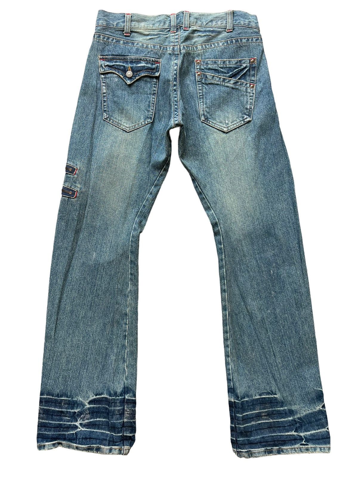 Japanese Brand FLARED Splashed Punk Multipocket Zip Denim Jeans 34x35 Size US 34 / EU 50 - 3 Thumbnail