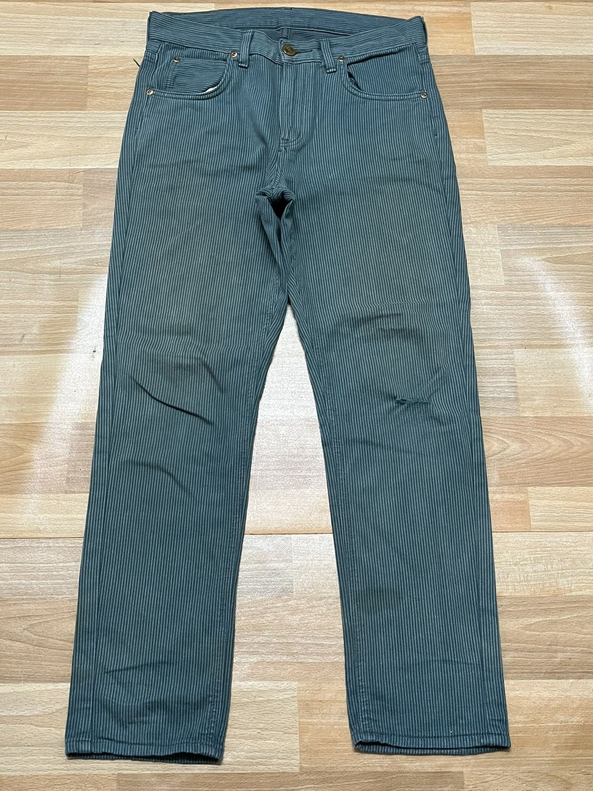 Japanese Brand × Lee × Vintage Vintage Lee Stripes Green Colour Logo Straight Cut Size US 30 / EU 46 - 1 Thumbnail