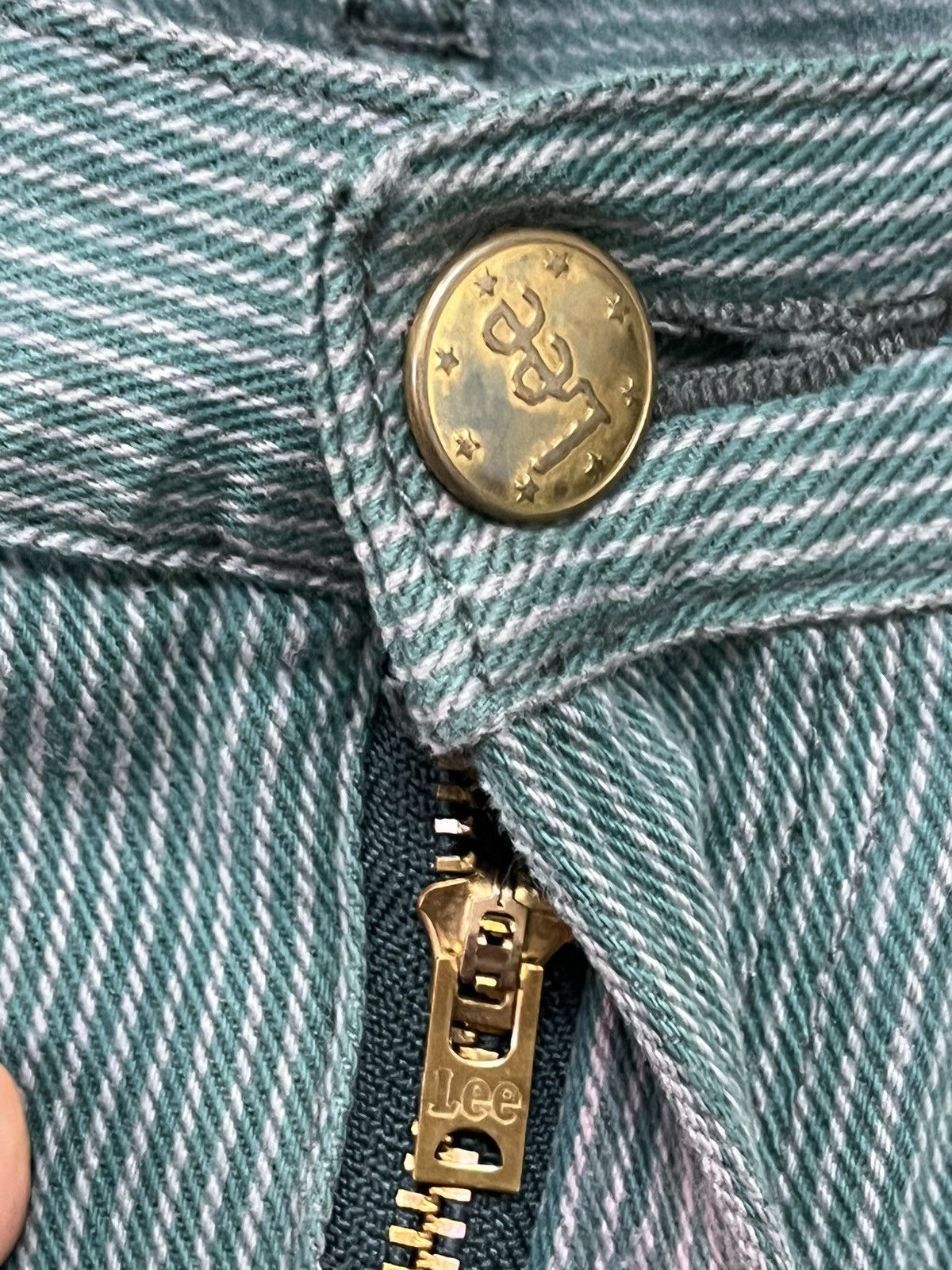 Japanese Brand × Lee × Vintage Vintage Lee Stripes Green Colour Logo Straight Cut Size US 30 / EU 46 - 5 Thumbnail