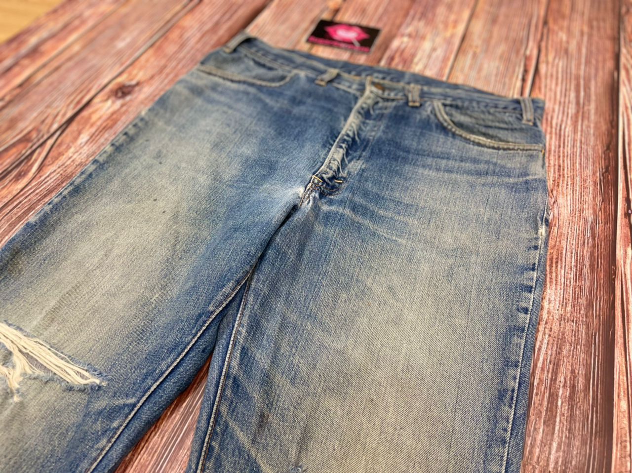 Levi's Levis 646 Bell Bottom B.E Flare Bootcut RIPPED 60's Jeans Size US 35 - 2 Thumbnail