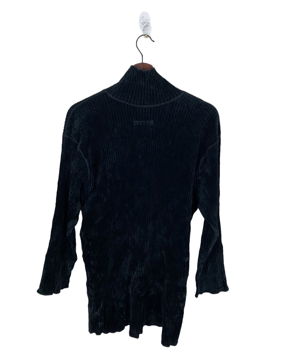 Designer × Jean Paul Gaultier Jean Paul Gaultier Femme Black Velour Turtleneck Top Size US M / EU 48-50 / 2 - 2 Thumbnail