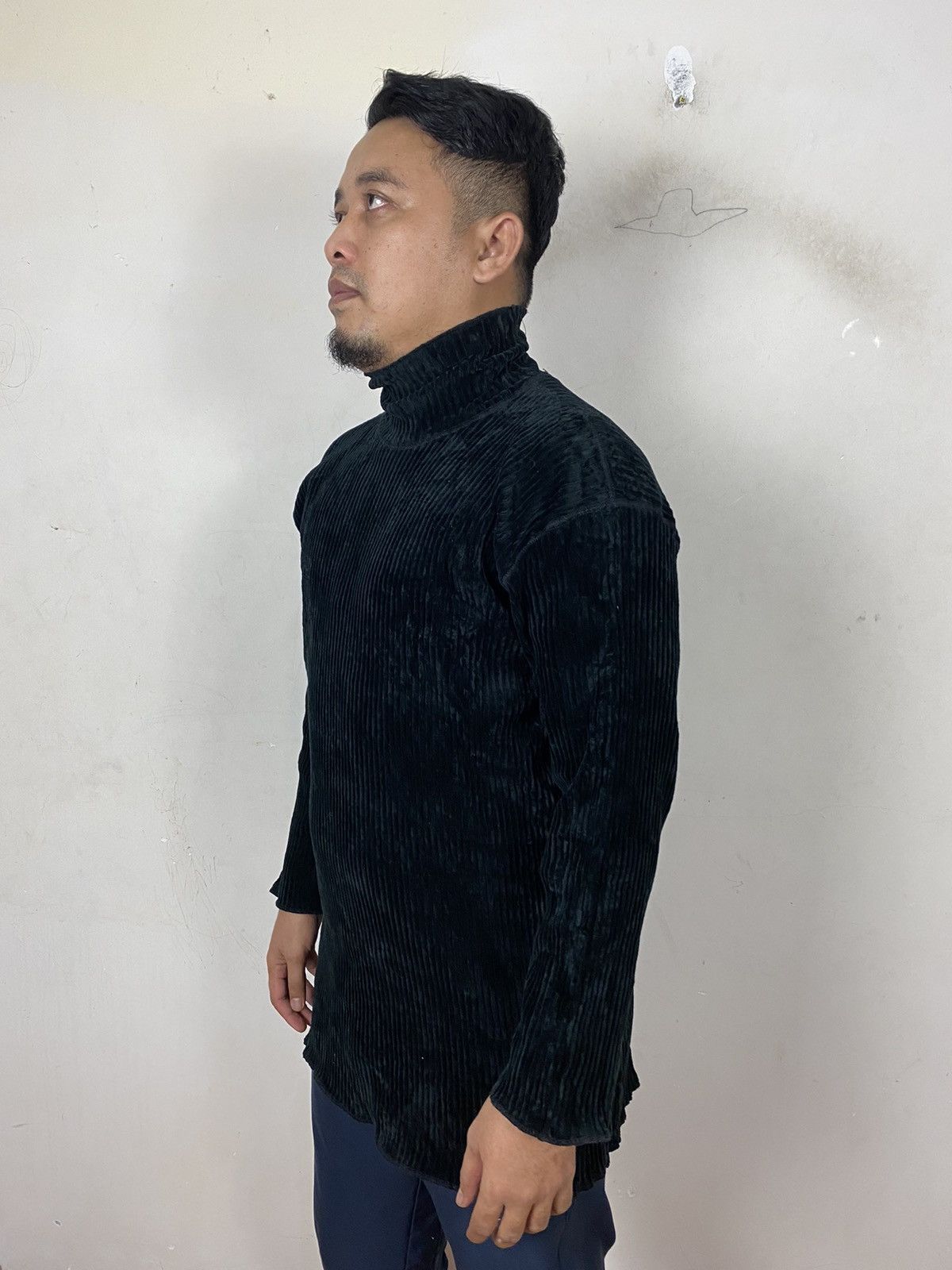 Designer × Jean Paul Gaultier Jean Paul Gaultier Femme Black Velour Turtleneck Top Size US M / EU 48-50 / 2 - 8 Thumbnail