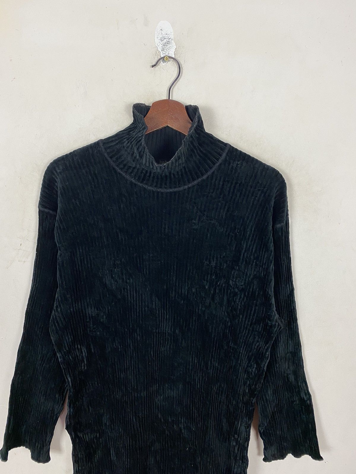 Designer × Jean Paul Gaultier Jean Paul Gaultier Femme Black Velour Turtleneck Top Size US M / EU 48-50 / 2 - 6 Thumbnail