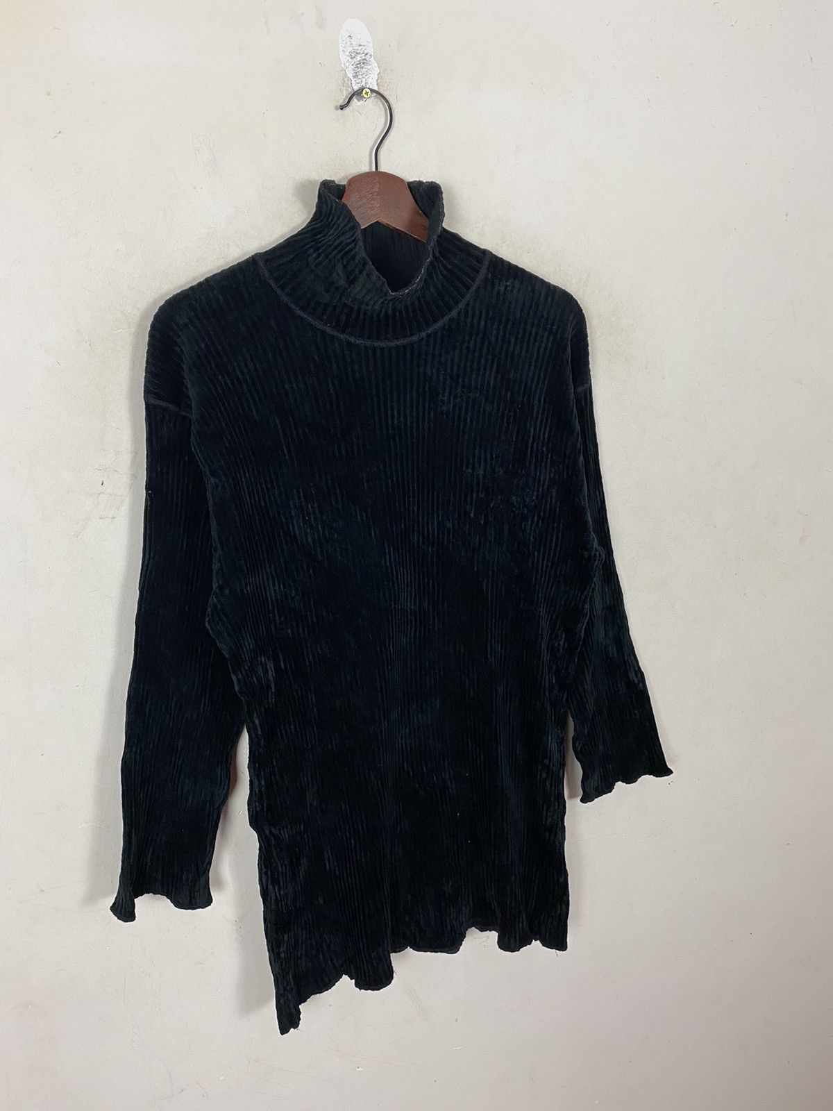 Designer × Jean Paul Gaultier Jean Paul Gaultier Femme Black Velour Turtleneck Top Size US M / EU 48-50 / 2 - 4 Thumbnail