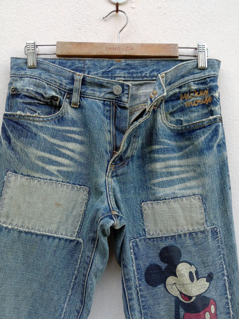Disney Vintage Mickey Mouse Disney Distressed Patchwork Jeans Size US 30 / EU 46 - 3 Thumbnail