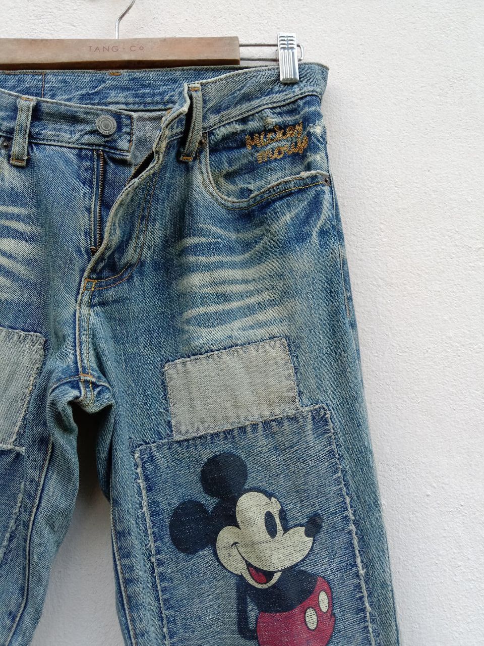 Disney Vintage Mickey Mouse Disney Distressed Patchwork Jeans Size US 30 / EU 46 - 7 Thumbnail