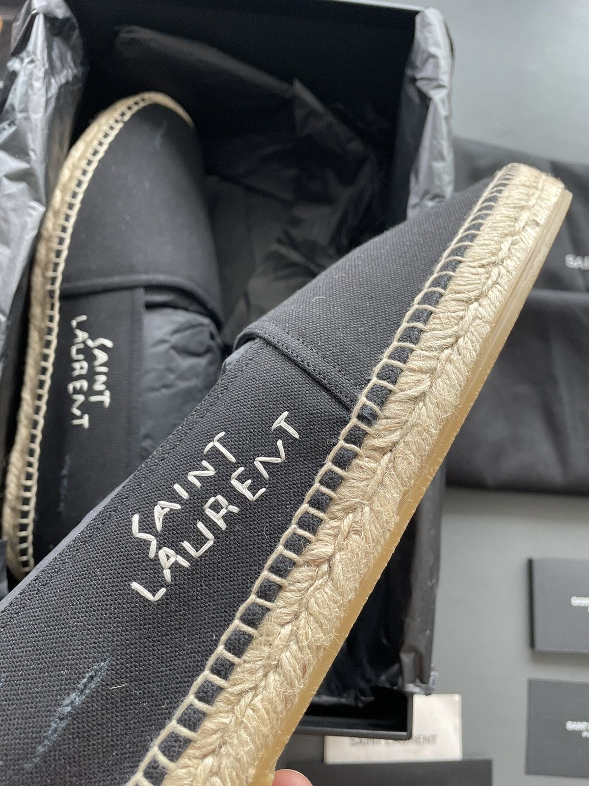 Hedi Slimane Brand New Super Rare Runway SL Logo Distressed Espadrilles Size US 9 / EU 42 - 6 Thumbnail