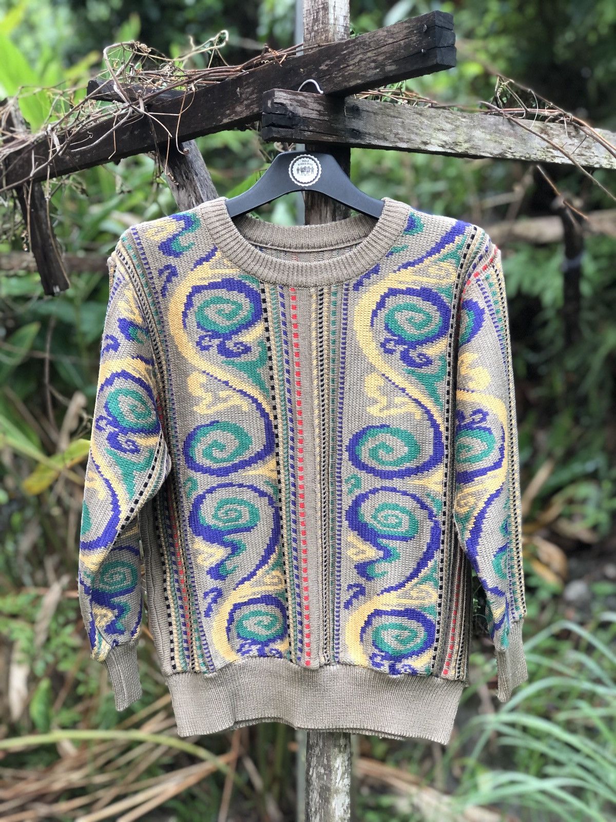 Aran Isles Knitwear Vintage 90's Knit Coloured Coogi Style Sweater Size US M / EU 48-50 / 2 - 1 Thumbnail