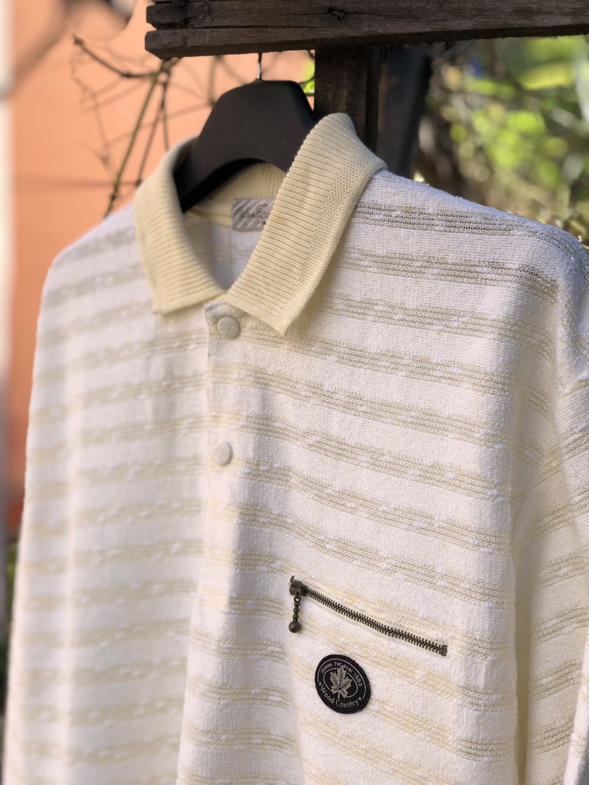 Japanese Brand Vintage Knit Polo Shirt Striped by Wood Country Size US S / EU 44-46 / 1 - 4 Thumbnail