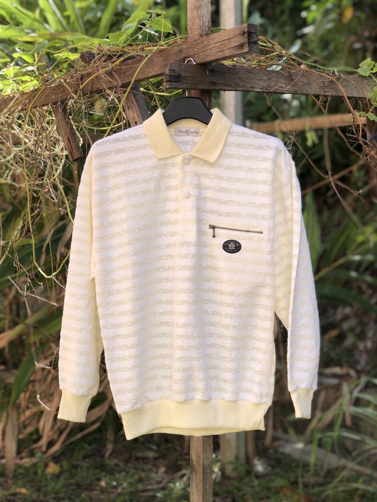 Japanese Brand Vintage Knit Polo Shirt Striped by Wood Country Size US S / EU 44-46 / 1 - 1 Thumbnail