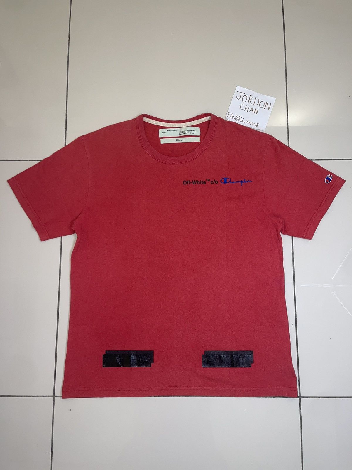 Champion × Off-White Off White X Champion Tee Red Size US M / EU 48-50 / 2 - 2 Thumbnail