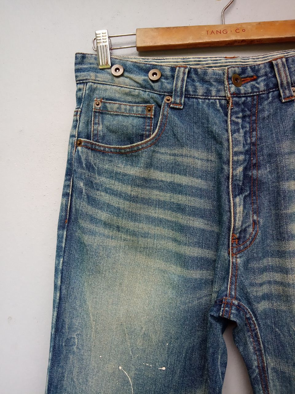 If Six Was Nine Japanese Six Star Paint Splatter Buckle Back Denim Jeans Size US 30 / EU 46 - 6 Thumbnail