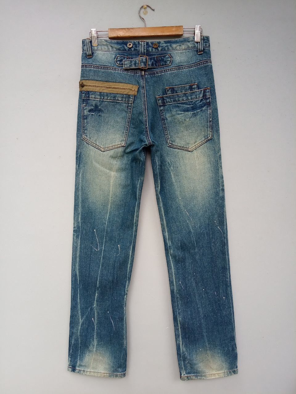 If Six Was Nine Japanese Six Star Paint Splatter Buckle Back Denim Jeans Size US 30 / EU 46 - 12 Thumbnail